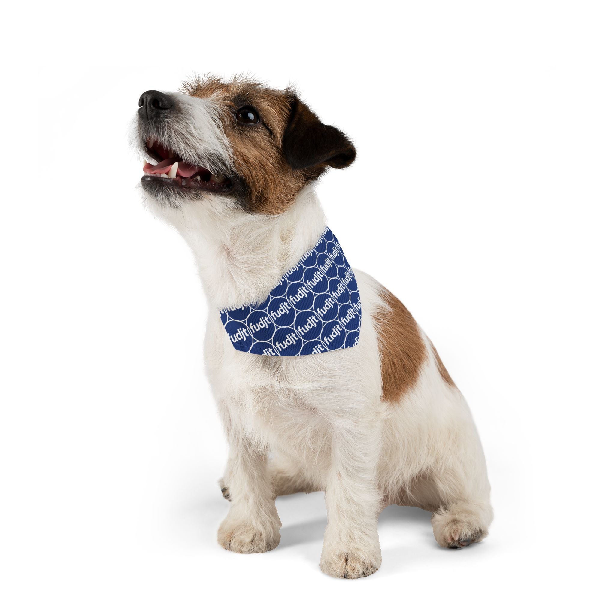 Dark Blue fudjt Unbroken Chain 1.25  Bandana Collar for Dogs, Cats & More | 4 Sizes
