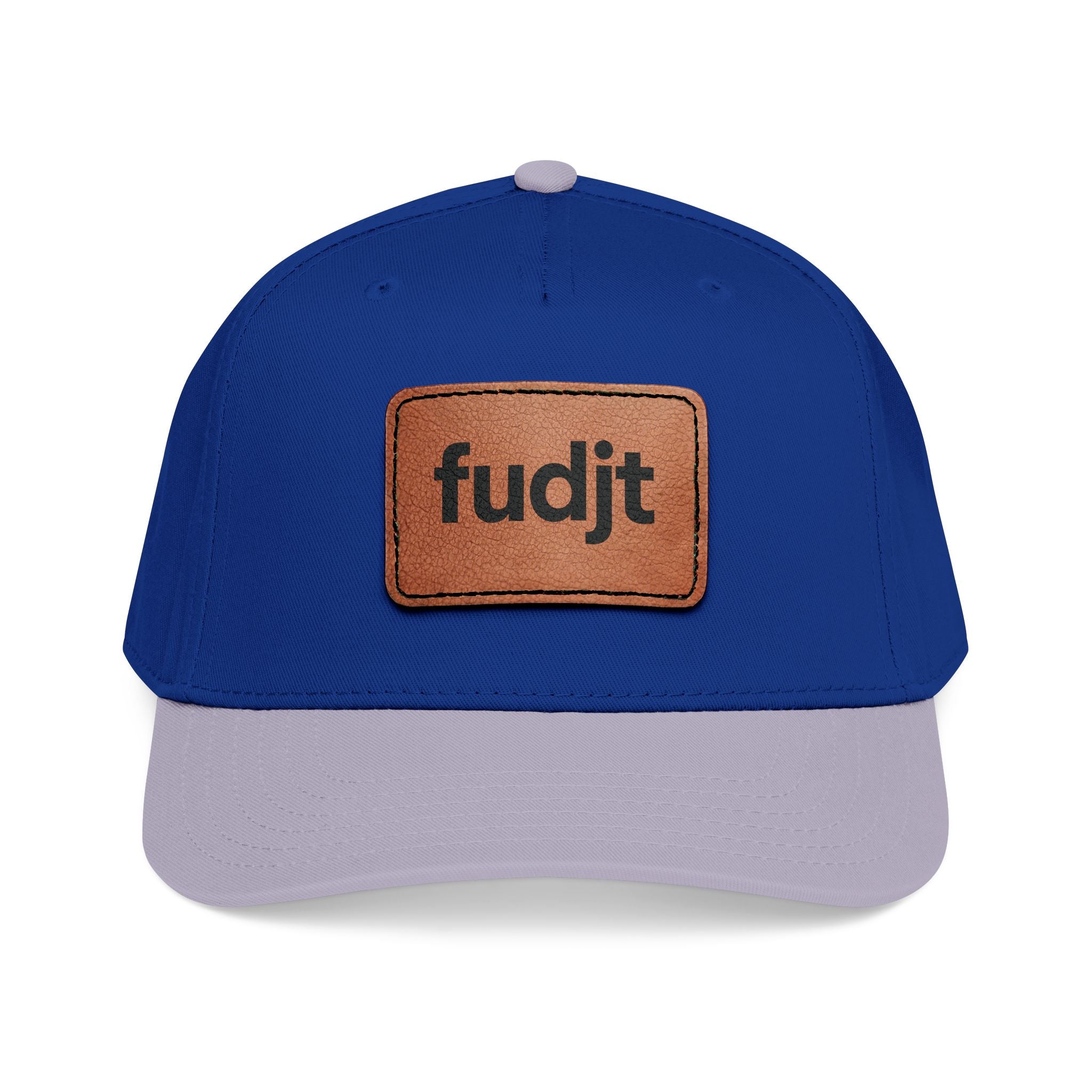 fudjt Leather Patch Baseball Cap — Mid Profile Trucker Hat | 30 Two-Tone Colors