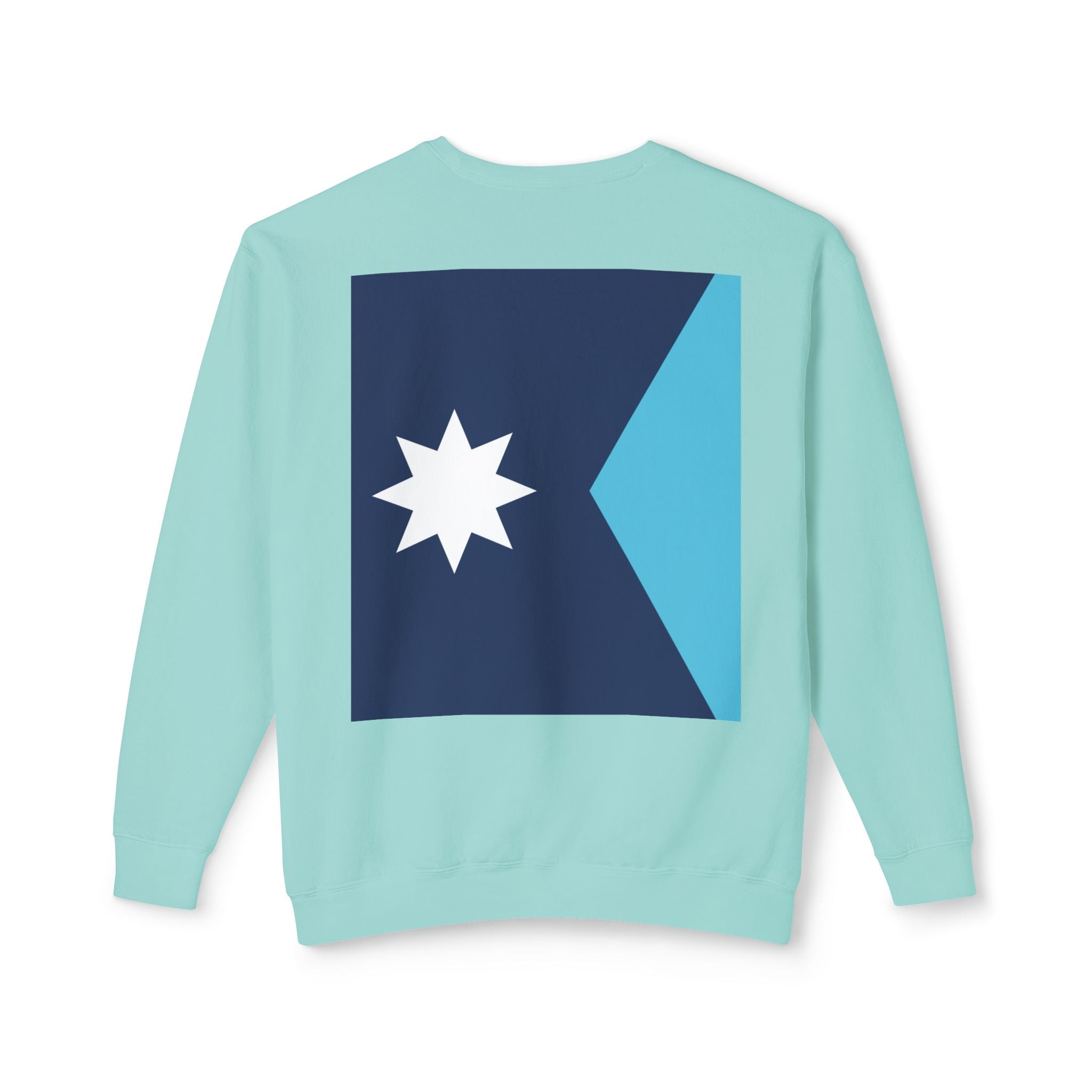 #BEGOOD Crewneck Sweatshirt — Blue Star Graphic Backside, Premium Casual Pullover | 7 Colors