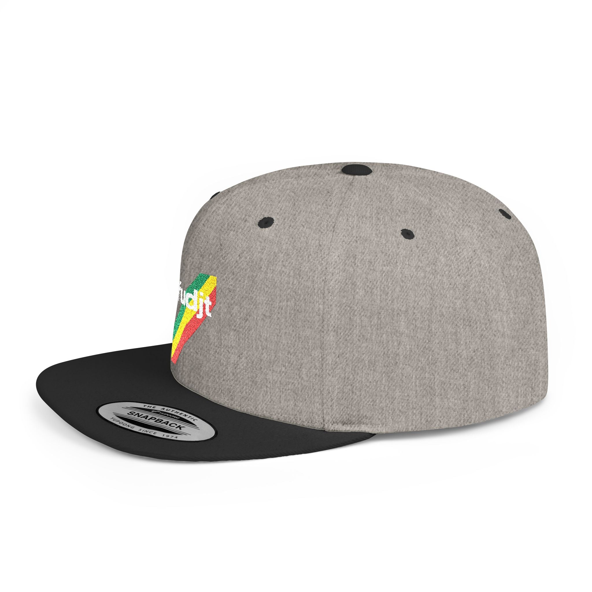 fudjt Flat Bill Snapback Hat | Rasta45 Stripe Embroidery | 2 Two-tone Colors
