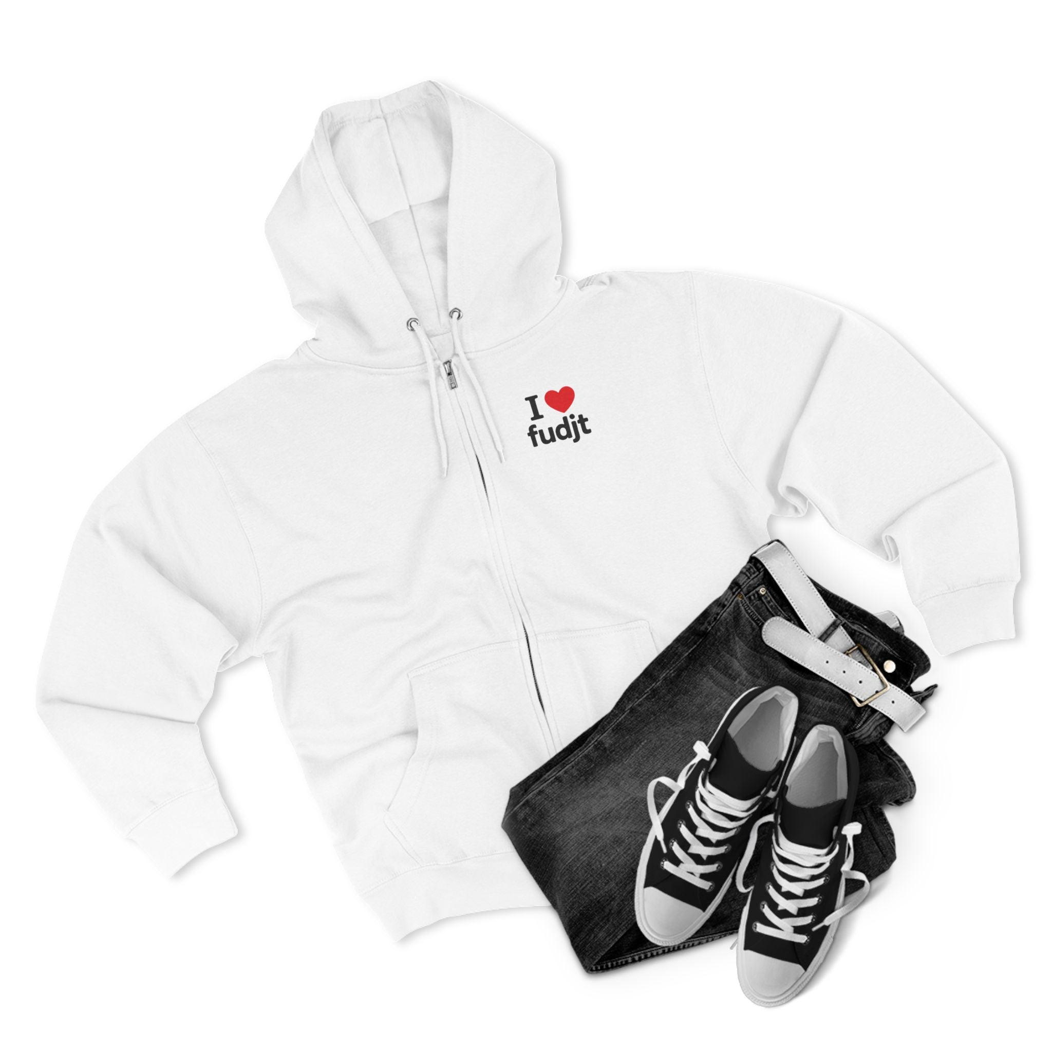 Zip Hoodie with I Heart fudjt + Lady Liberty | Front & Back Graphic | 4 Colors