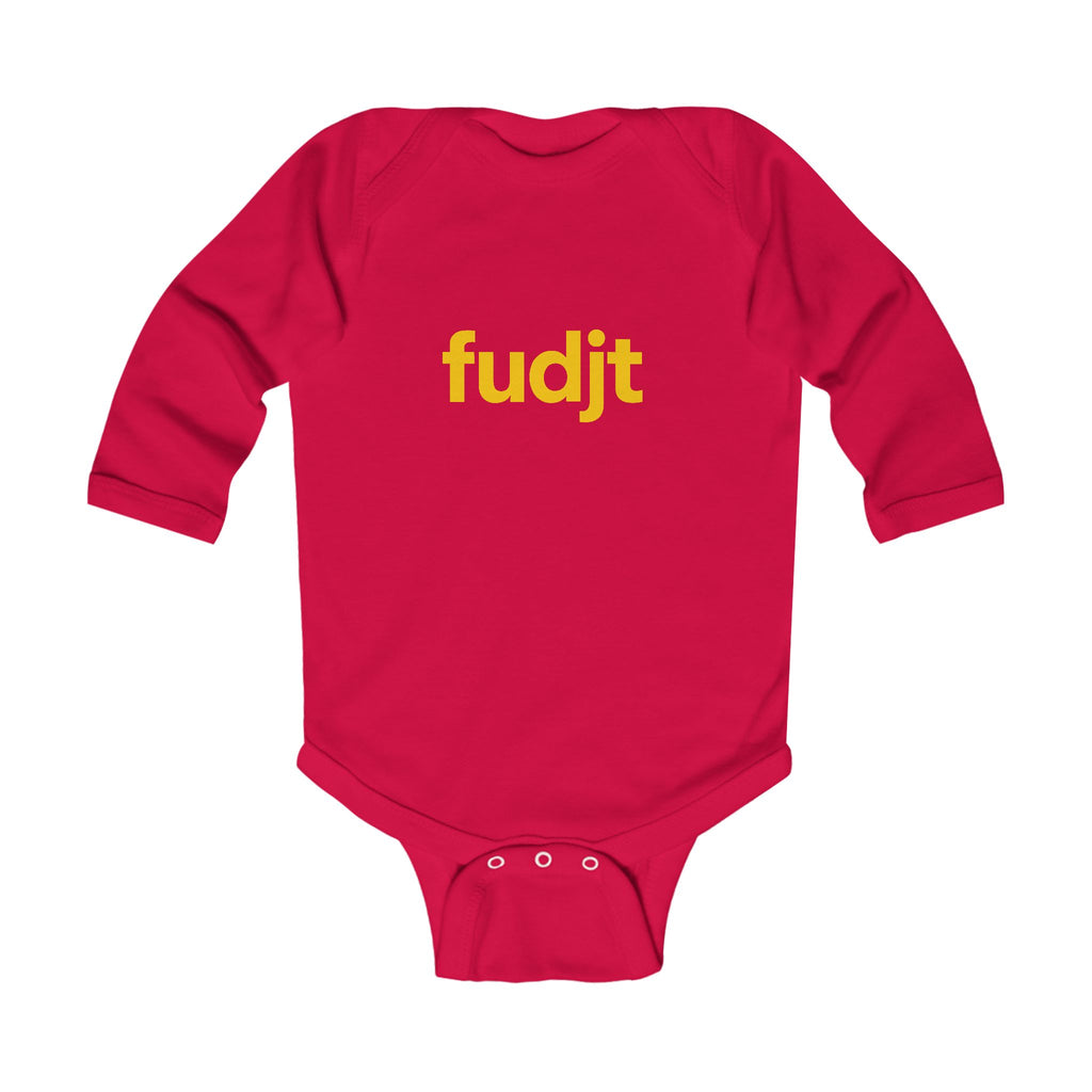 fudjt Baby - Long Sleeve Bodysuit with Gold logo - Cute Onesie | 7 Colors