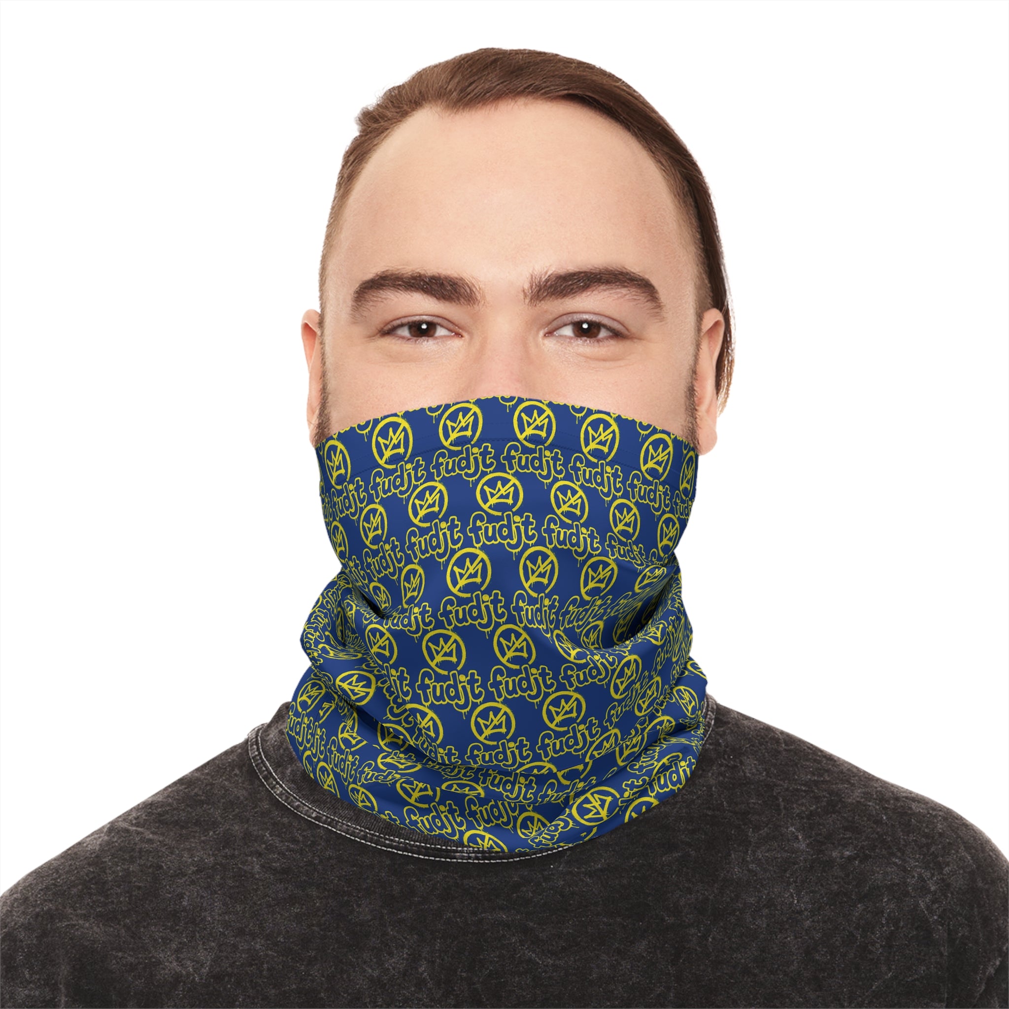 Dark Blue Golden fudjt No Kings 1.25 Neck Gaiter