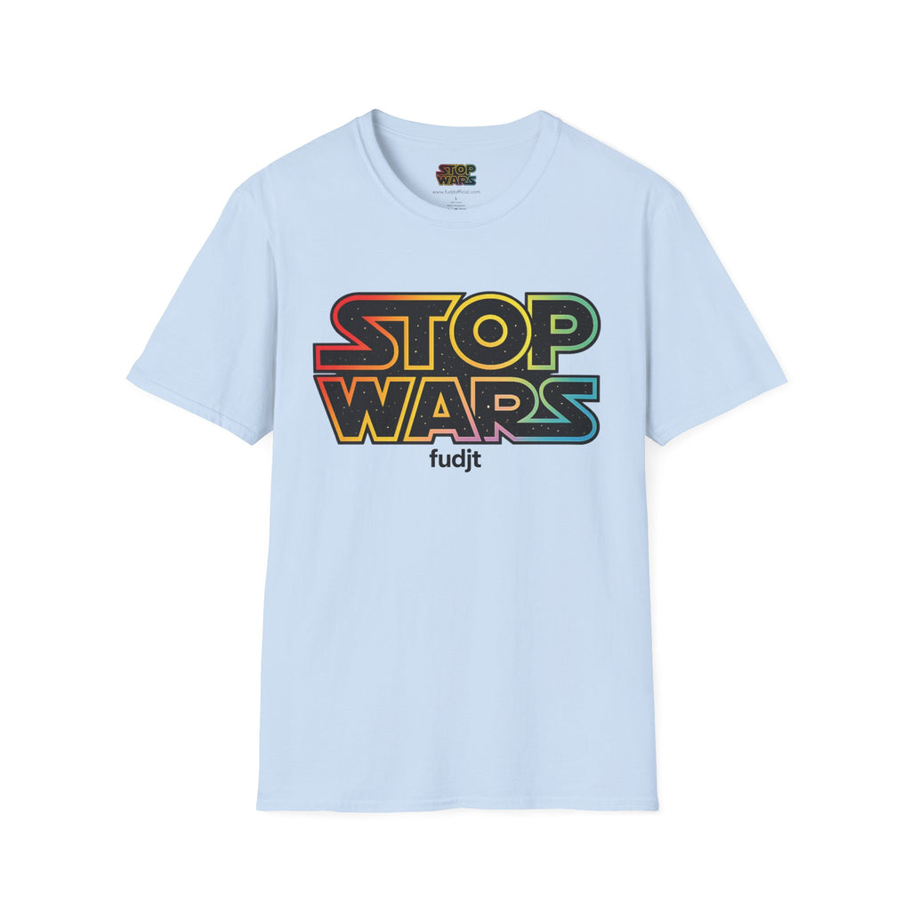 fudjt "STOP WARS" Retro Rainbow Anti-War Everyday Soft & Stylish Tee | Black fudjt | 7 Colors