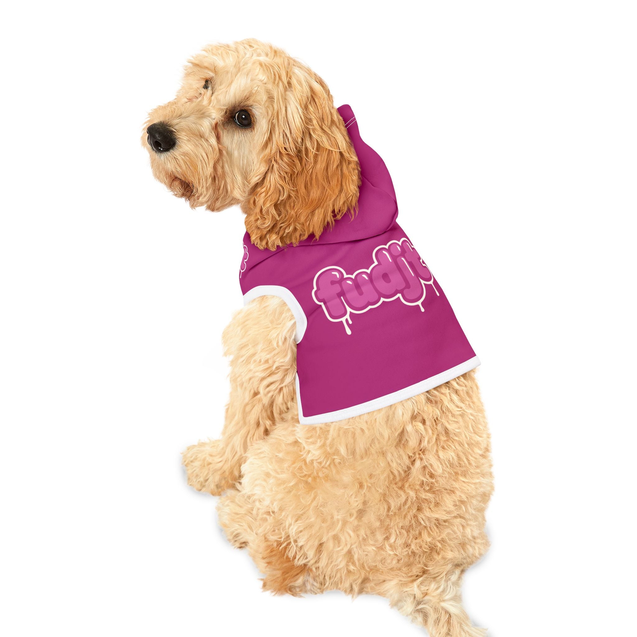 Pink fudjt Pet Hoodie with Pink Drip Design