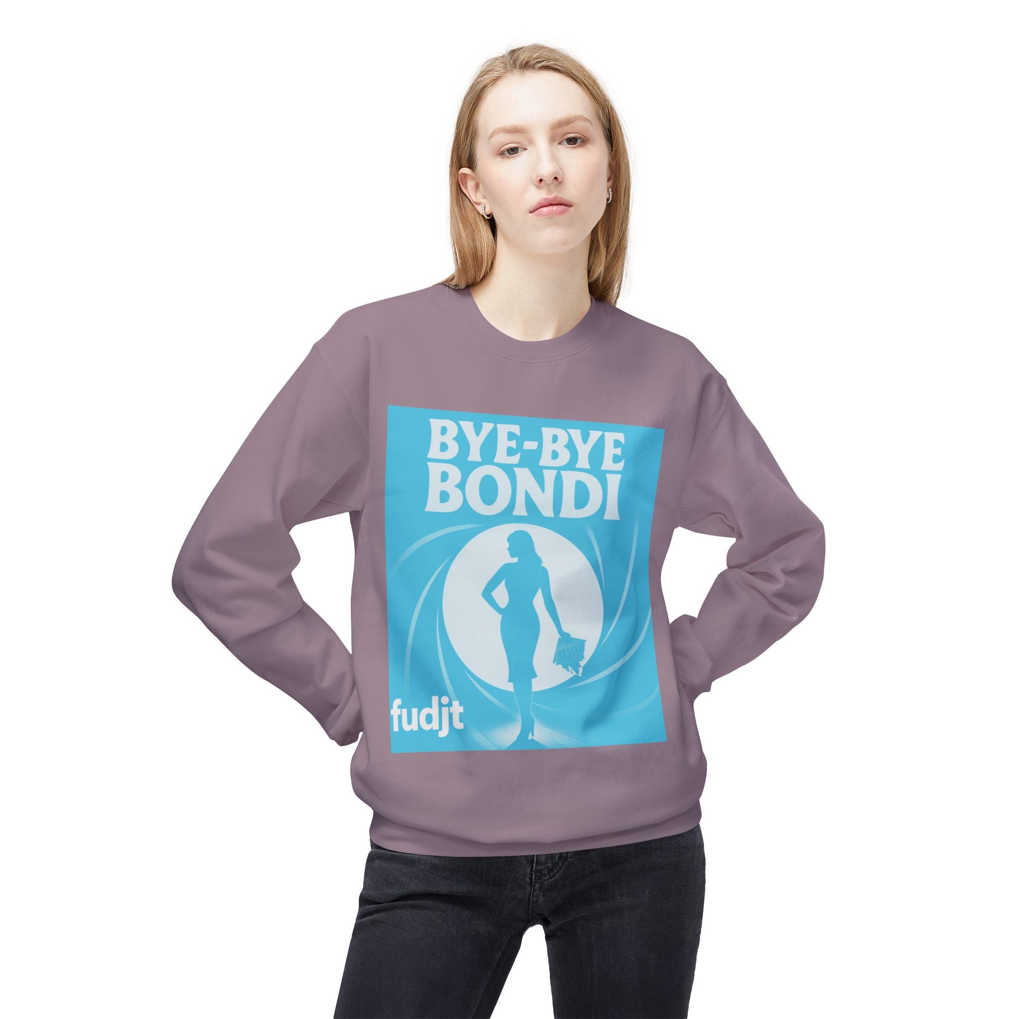 BYE-BYE BONDI | Blue Smoke Screen Retro fudjt Crewneck Sweatshirt | 14 Colors