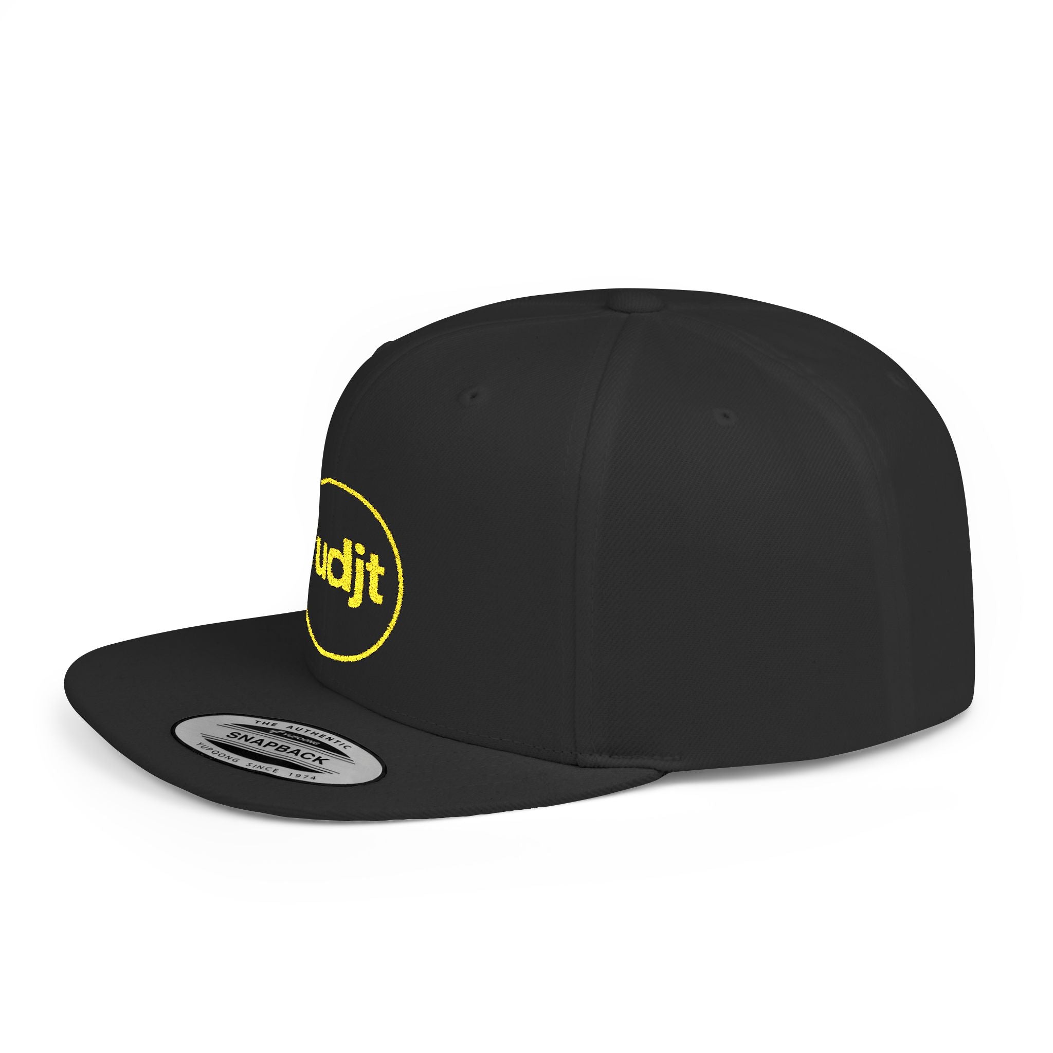 fudjt Circle Flat Bill Snapback Hat | Golden Yellow Embroidery |  14 Colors