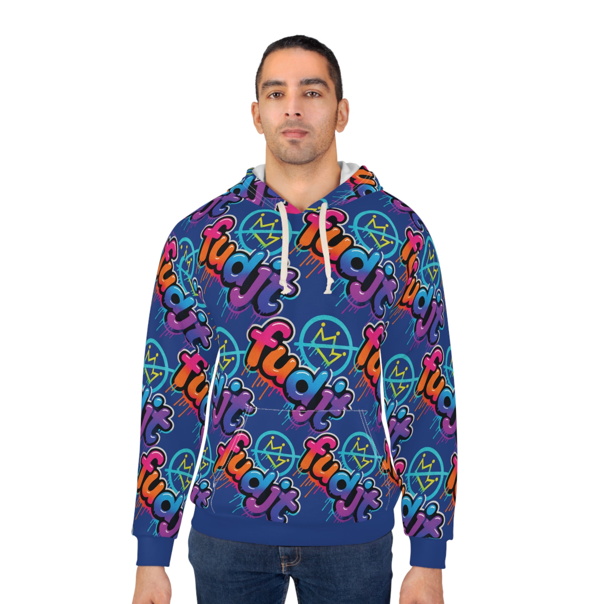 fudjt No Kings Clown Town Hoodie | All Over Dark Blue 10-45