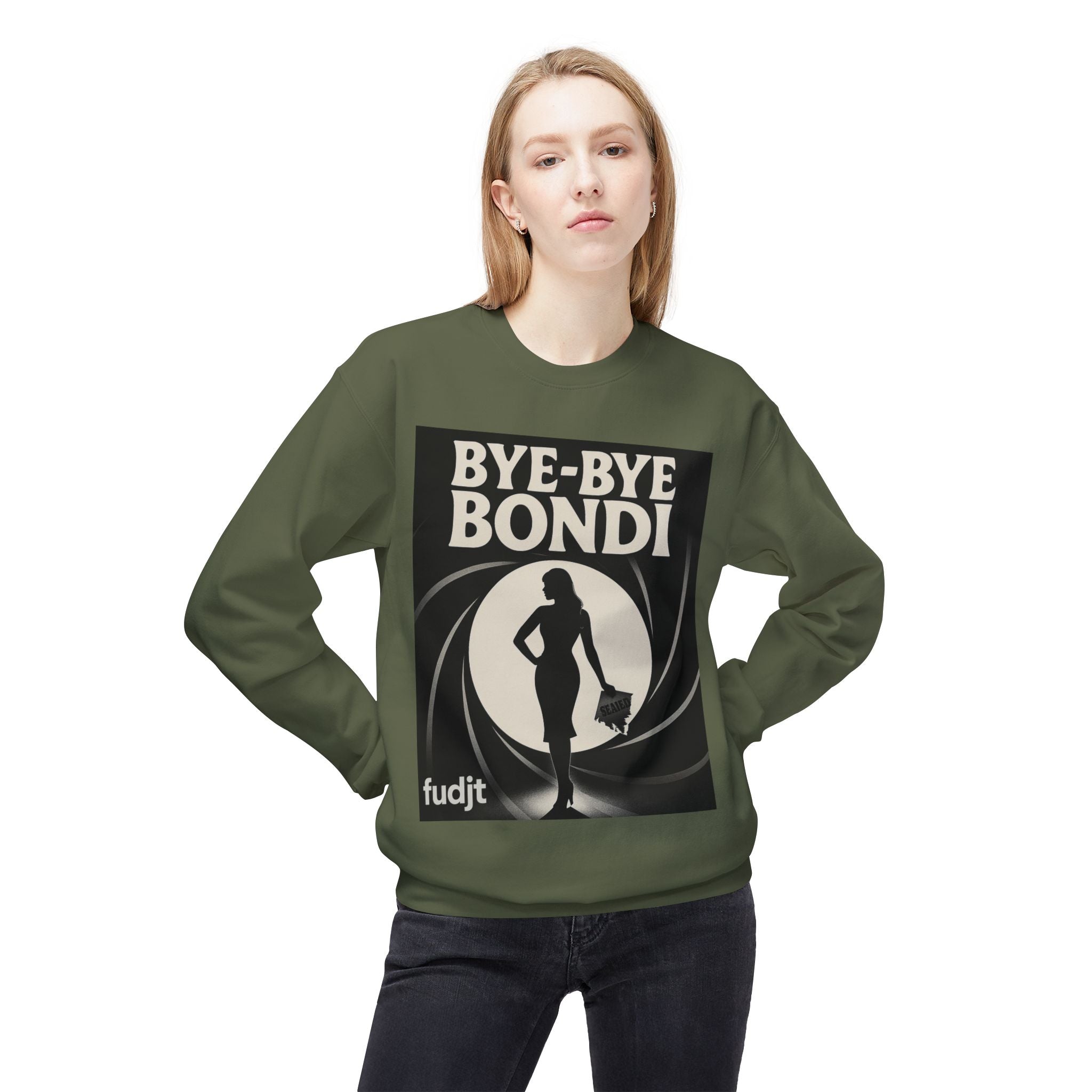 BYE-BYE BONDI | Black Smoke Screen Retro Fudjt Crewneck Sweatshirt | 14 Colors