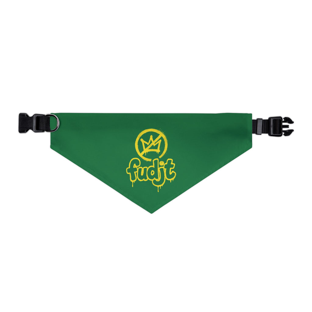Dark Green Golden fudjt No Kings Bandana Collar for Dogs, Cats & More | 4 Sizes