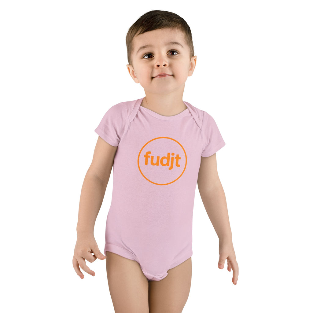 Orange fudjt Circle Baby Onesie | 4 Colors