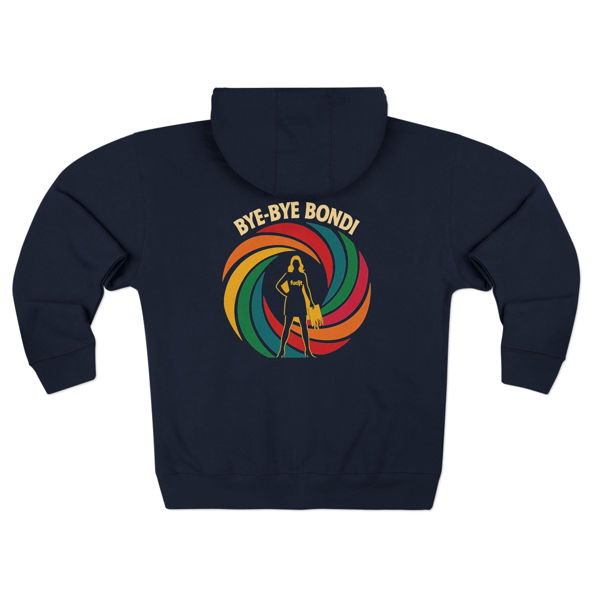 Bye-Bye Bondi Spiral Baddie fudjt Zip Hoodie | Front & Back Graphic | 5 Colors