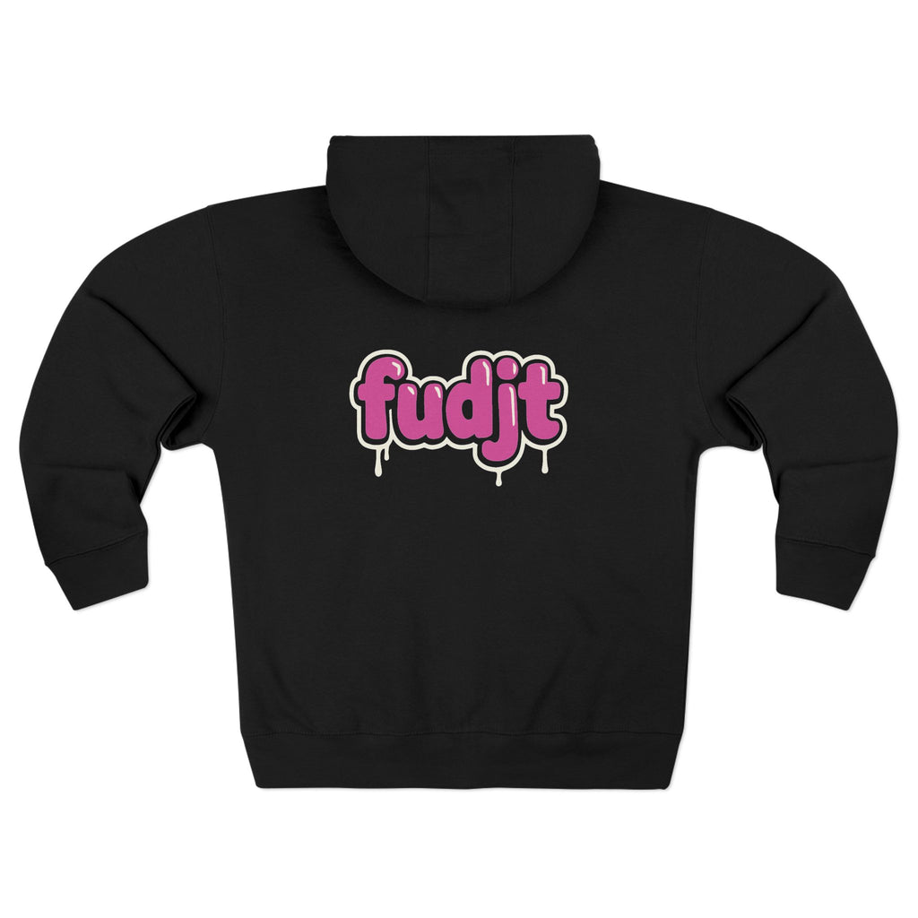 Zip Hoodie with Pink Drip fudjt | Front & Back Graphic | 8 Colors