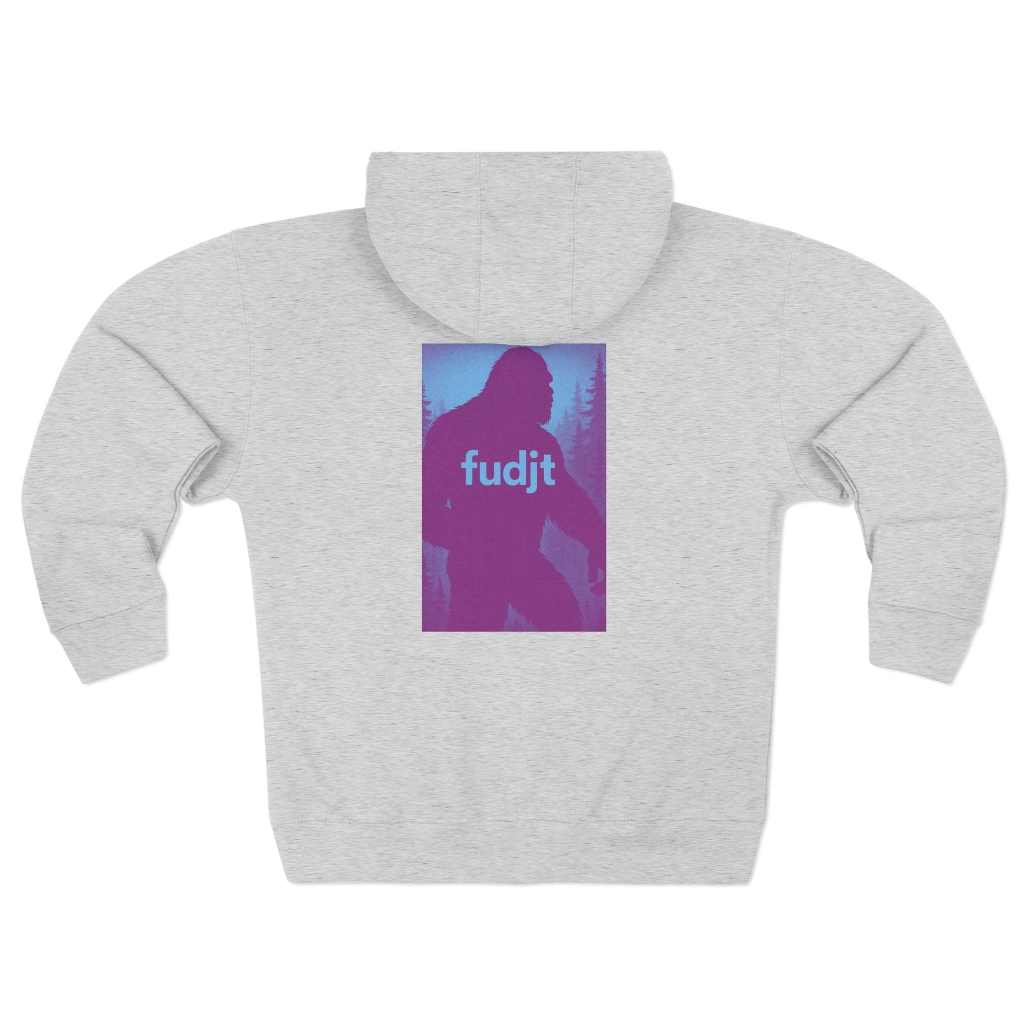 Zip Hoodie with Bigfoot Rising + Light Blue fudjt | Front & Back Graphic | 9 Colors