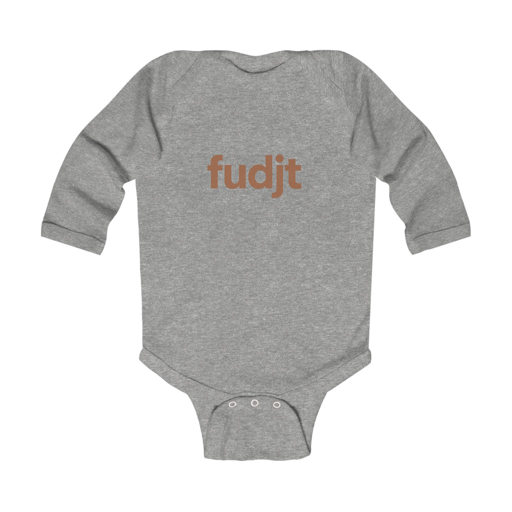 fudjt Baby - Long Sleeve Bodysuit with Brown logo - Cute Onesie | 7 Colors