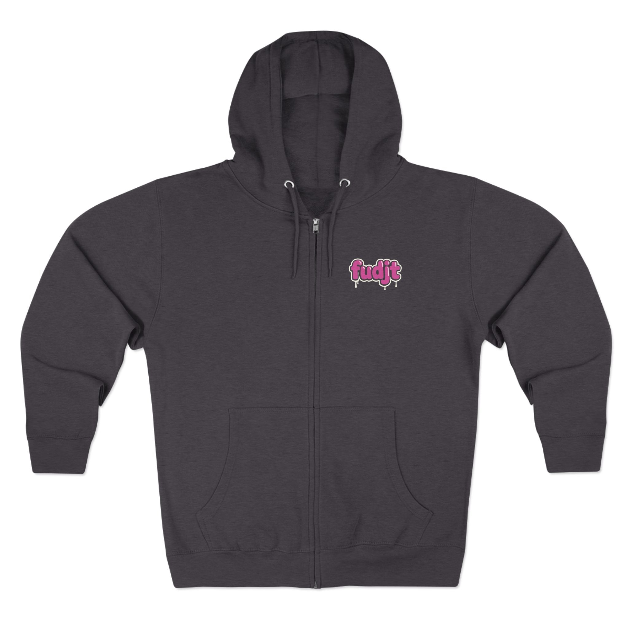 Zip Hoodie with Pink Drip fudjt | Front & Back Graphic | 8 Colors