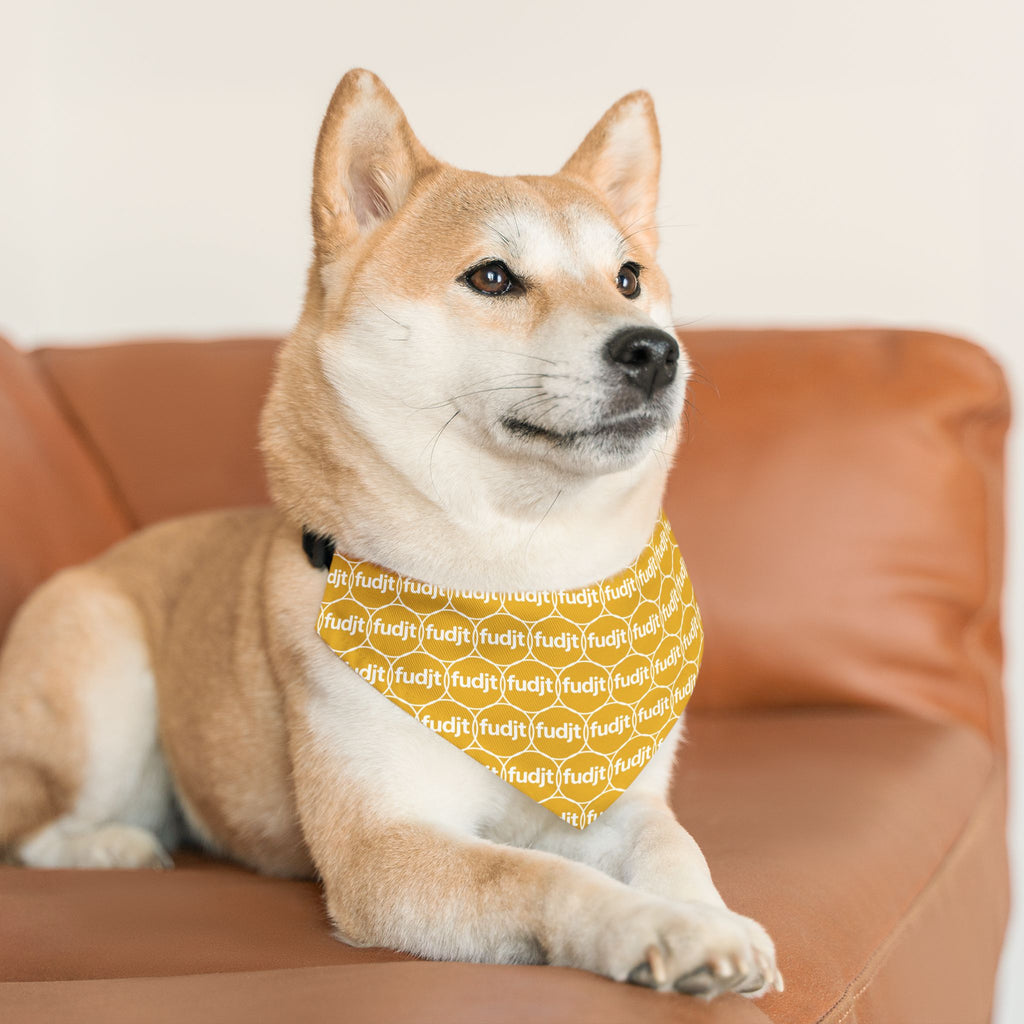 Yellow fudjt Unbroken Chain 1.25  Bandana Collar for Dogs, Cats & More | 4 Sizes