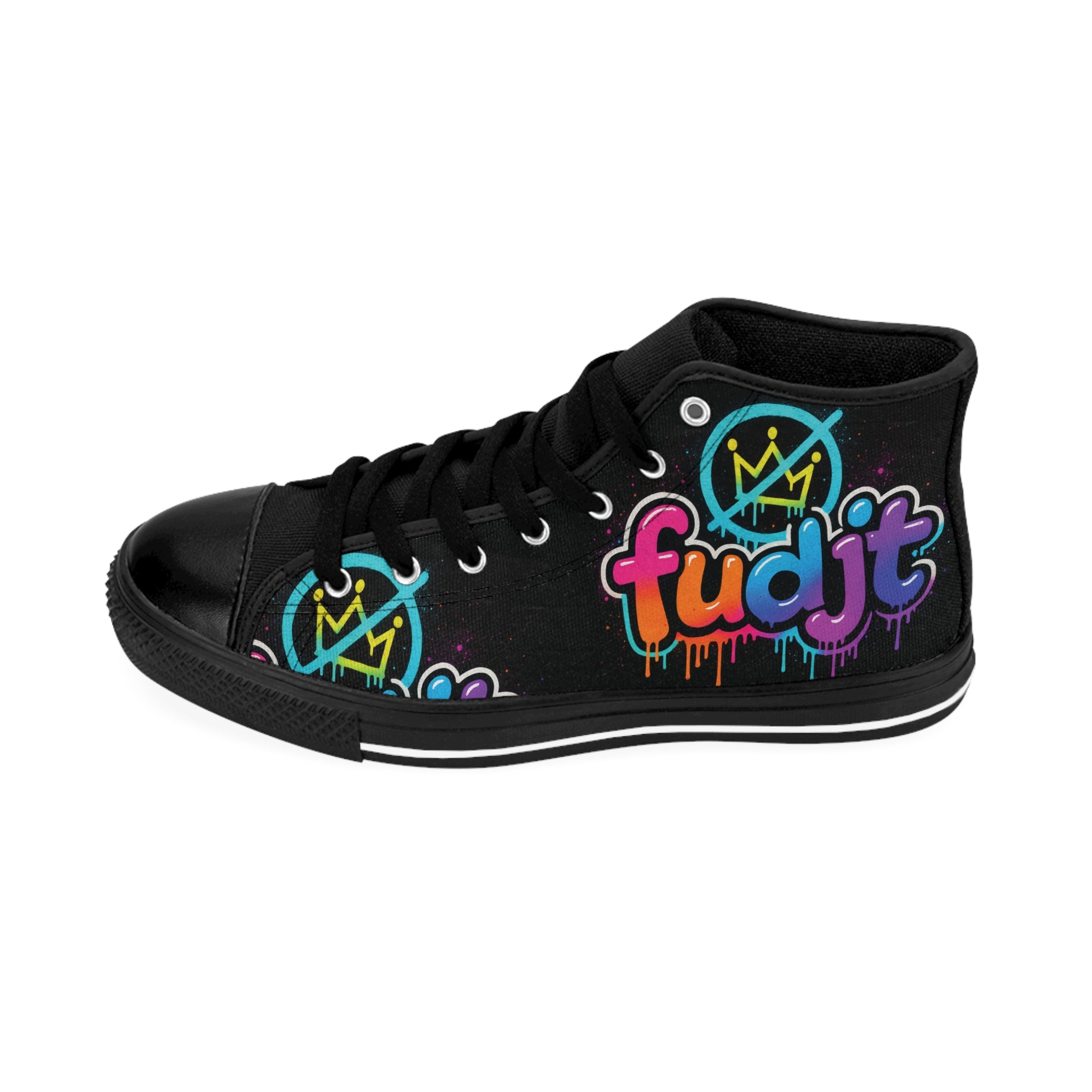fudjt No Kings Clown Town Street Style Sneakers | Women & Girls Black & Bold High Top