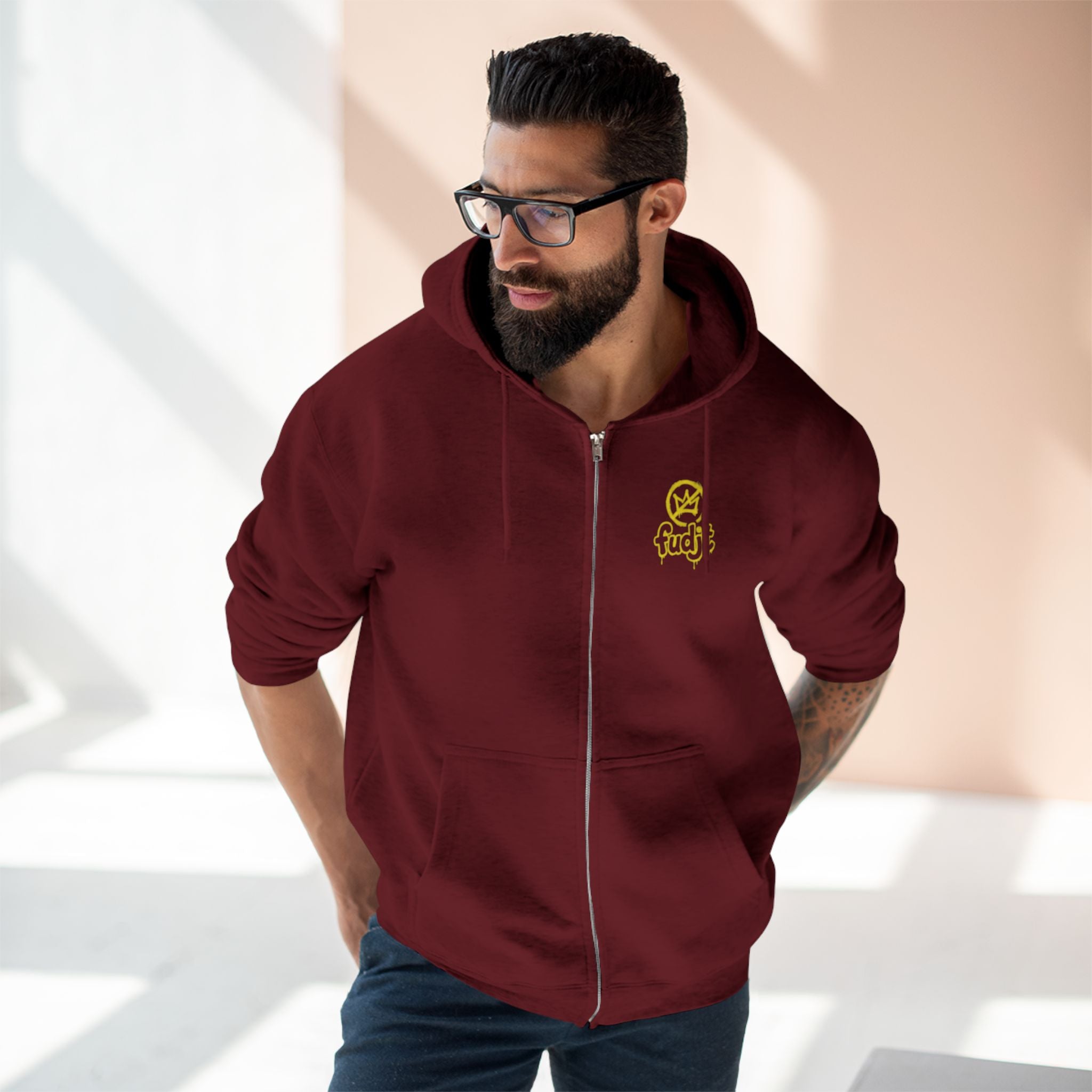 Zip Hoodie with Golden fudjt No Kings | Front & Back Graphic | 9 Colors