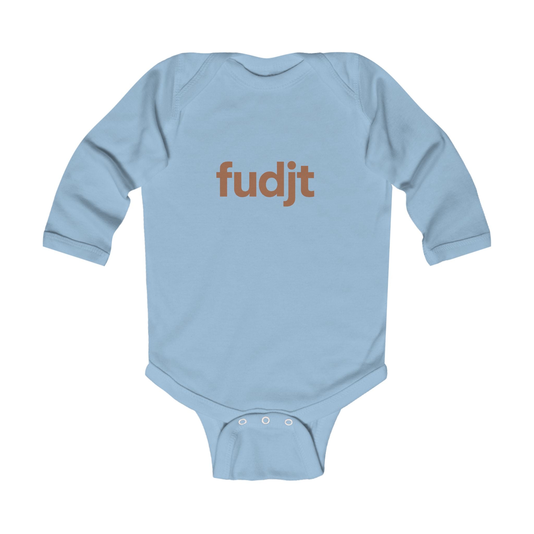 fudjt Baby - Long Sleeve Bodysuit with Brown logo - Cute Onesie | 7 Colors