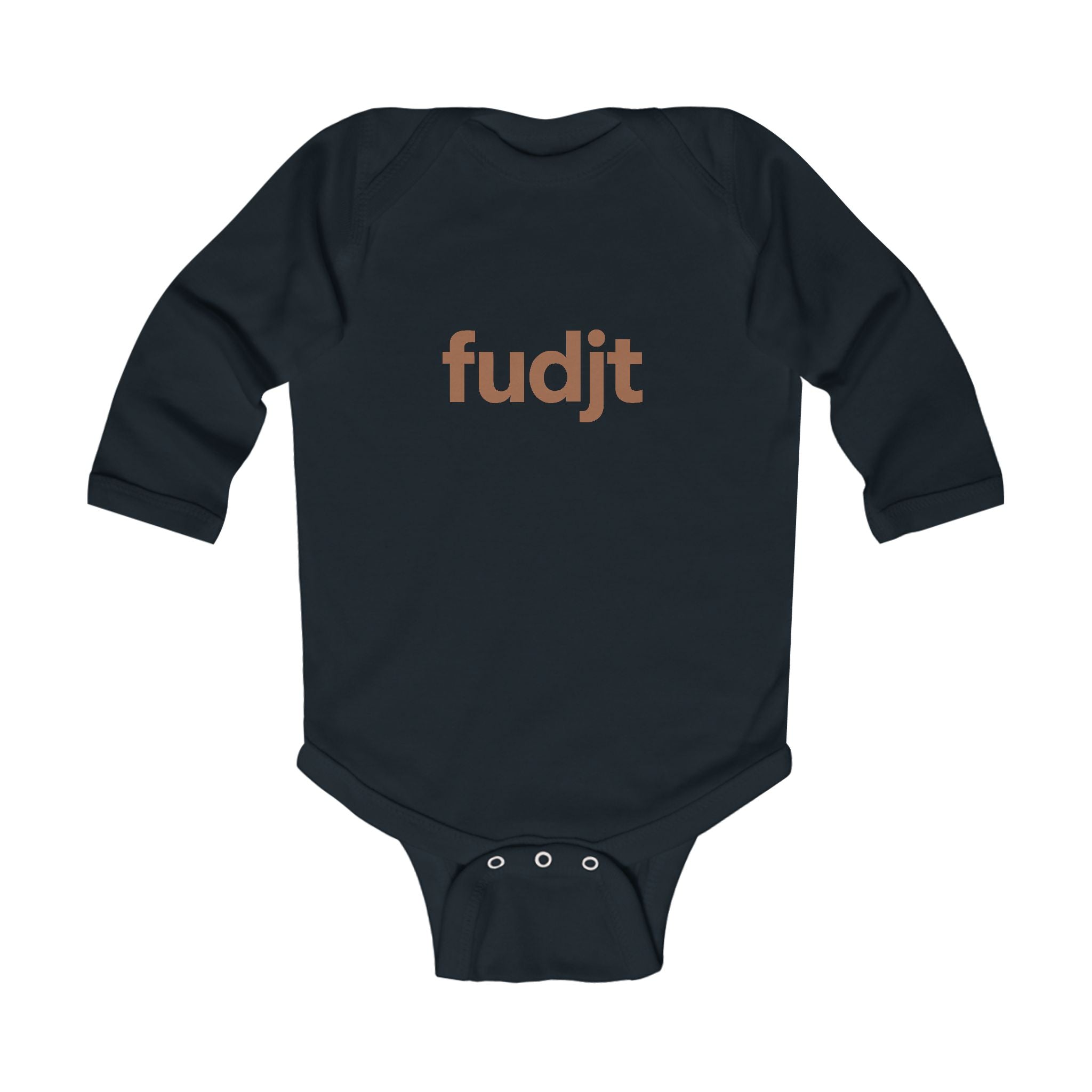 fudjt Baby - Long Sleeve Bodysuit with Brown logo - Cute Onesie | 7 Colors