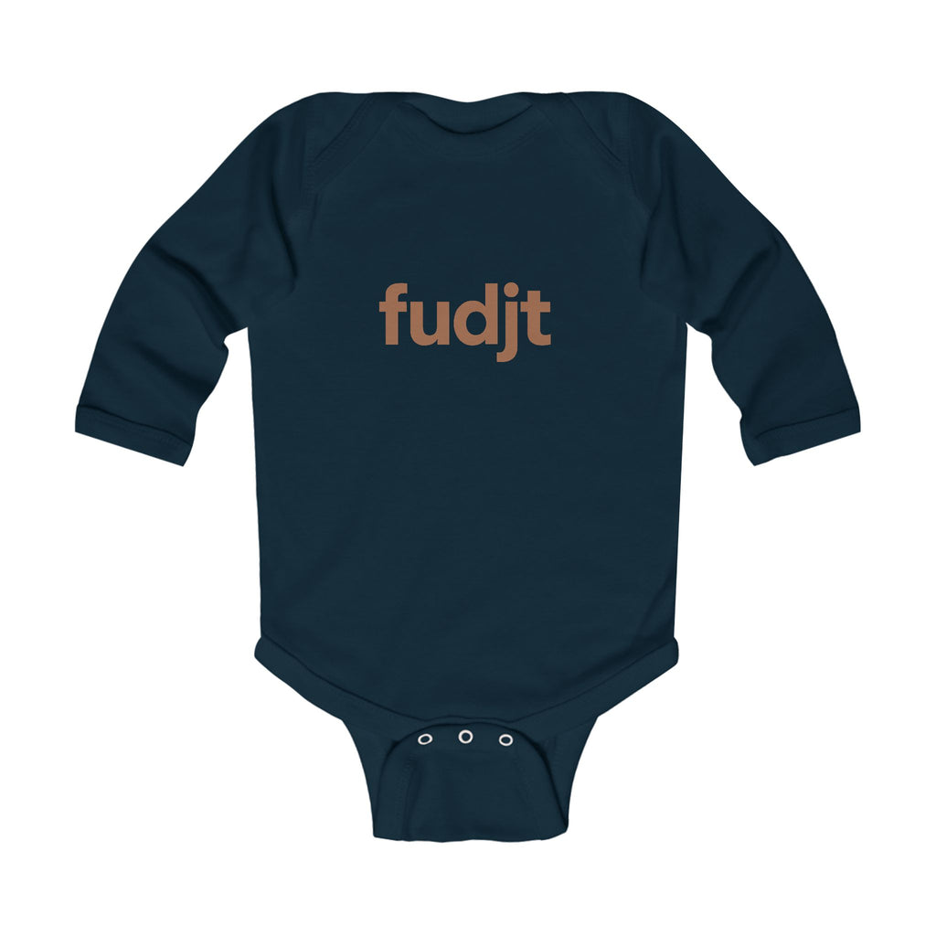fudjt Baby - Long Sleeve Bodysuit with Brown logo - Cute Onesie | 7 Colors