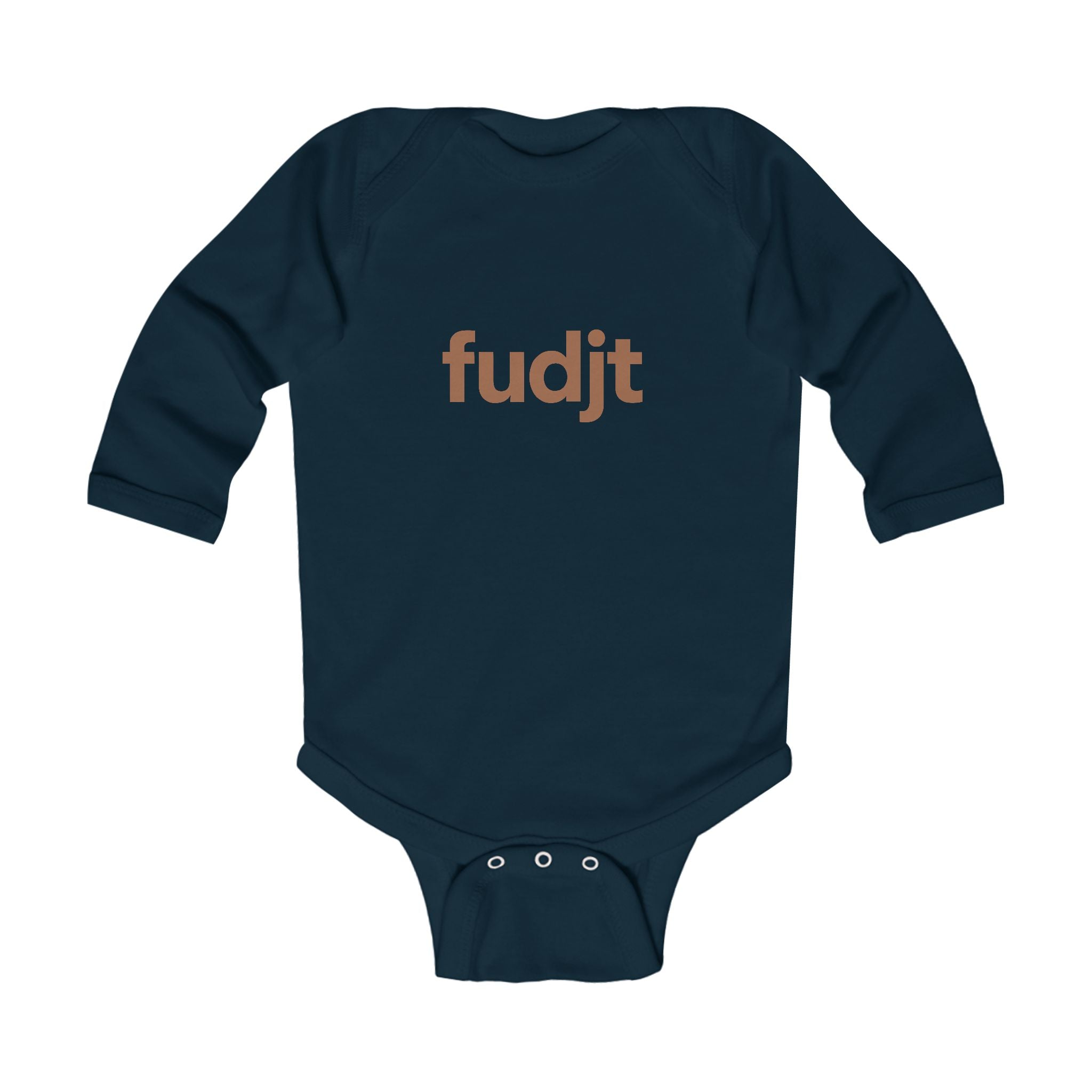 fudjt Baby - Long Sleeve Bodysuit with Brown logo - Cute Onesie | 7 Colors