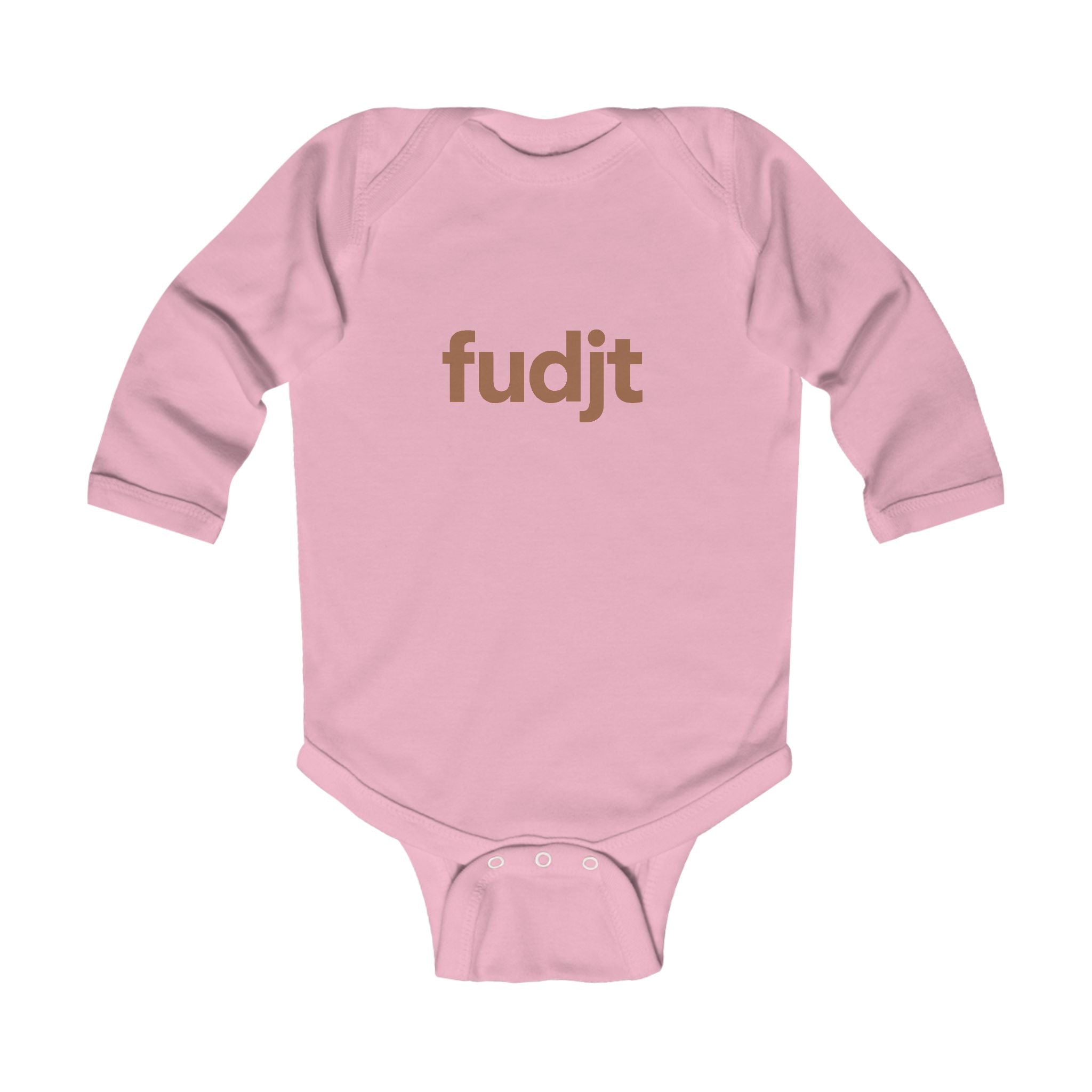 fudjt Baby - Long Sleeve Bodysuit with Brown logo - Cute Onesie | 7 Colors