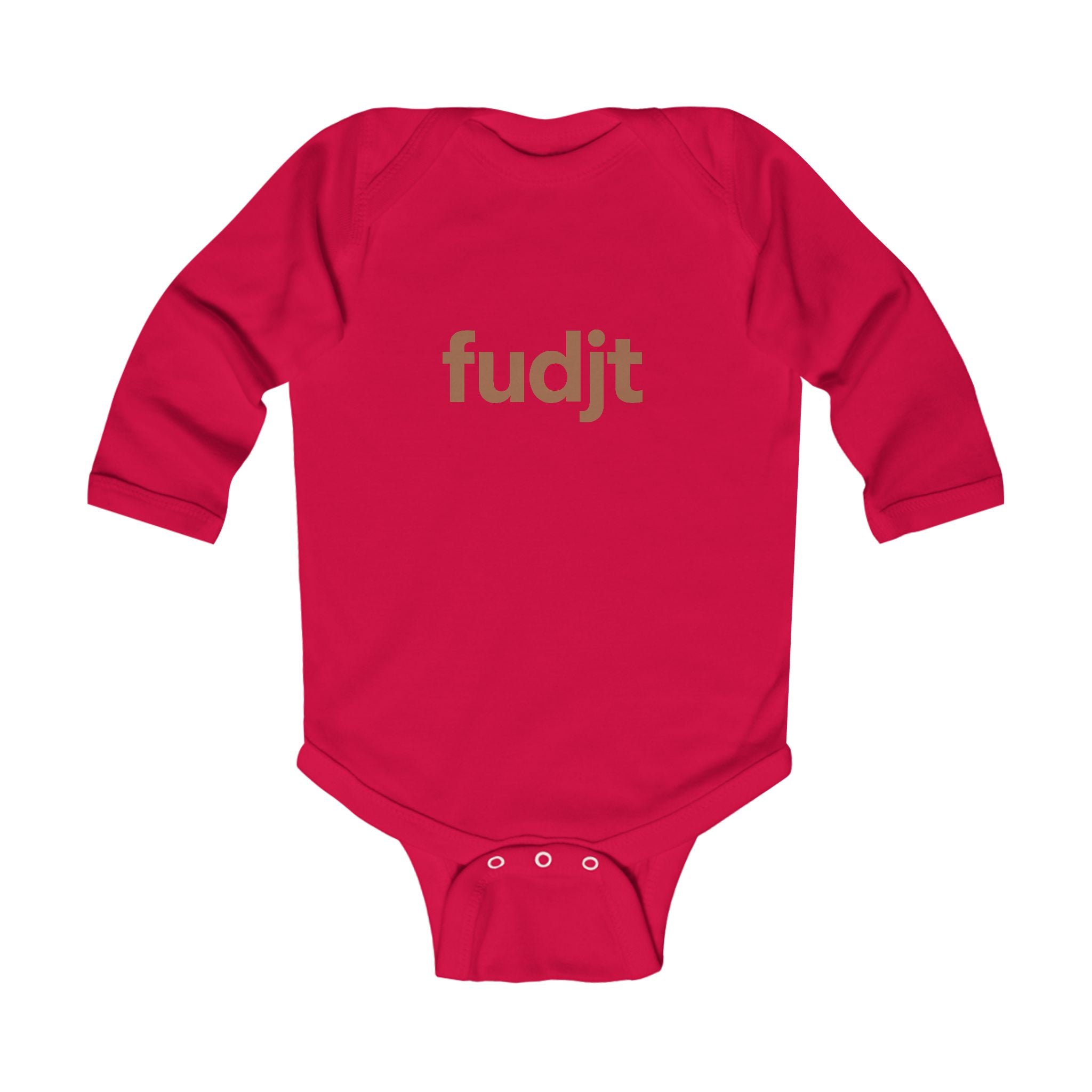 fudjt Baby - Long Sleeve Bodysuit with Brown logo - Cute Onesie | 7 Colors