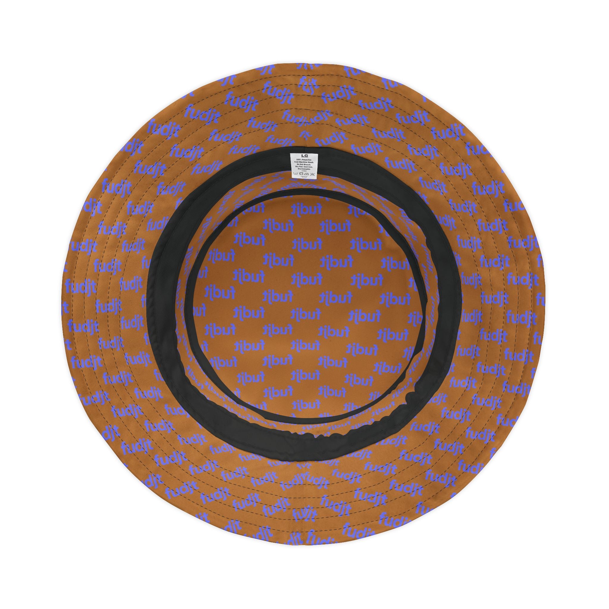 Trendy Light Blue fudjt All Over on Brown Bucket Hat