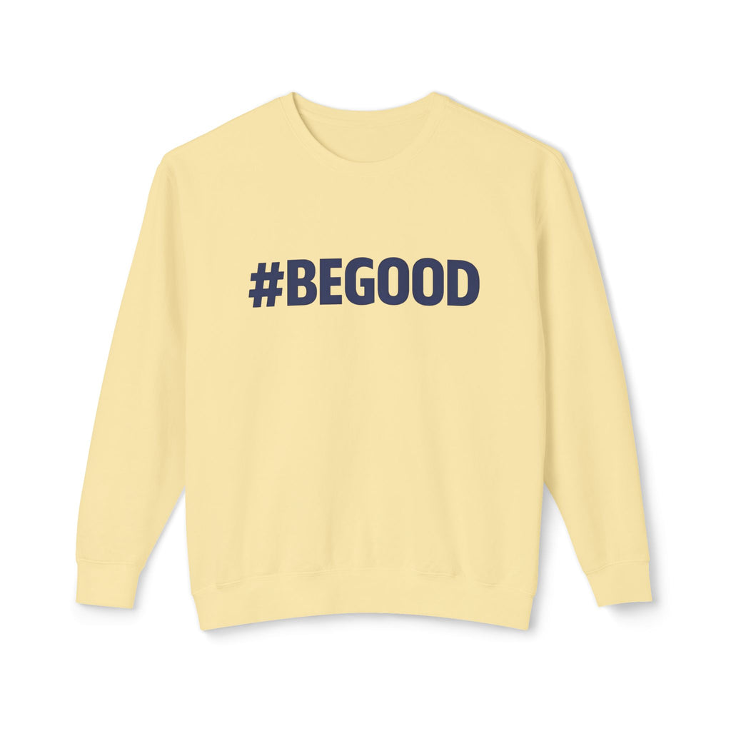 #BEGOOD Crewneck Sweatshirt — Blue Star Graphic Backside, Premium Casual Pullover | 7 Colors