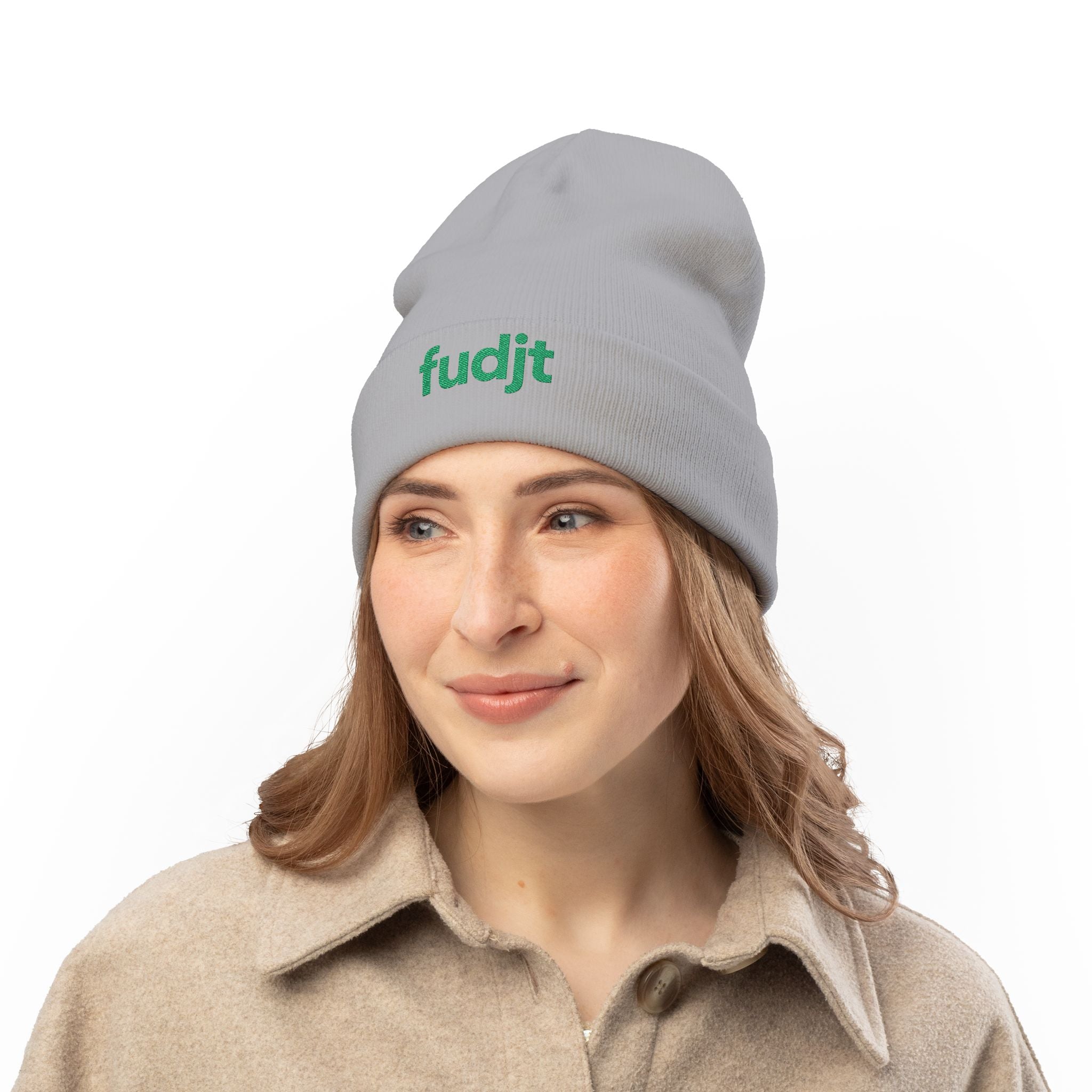 Stylish & Cozy fudjt Knit Beanie | Green Embroidery | 5 Colors