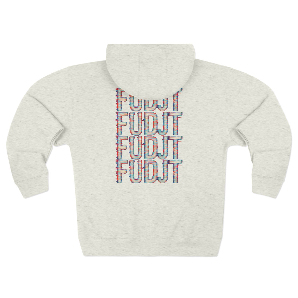 FUDJT Glitch Zip Hoodie | Front Left & Stack Back | 7 Colors