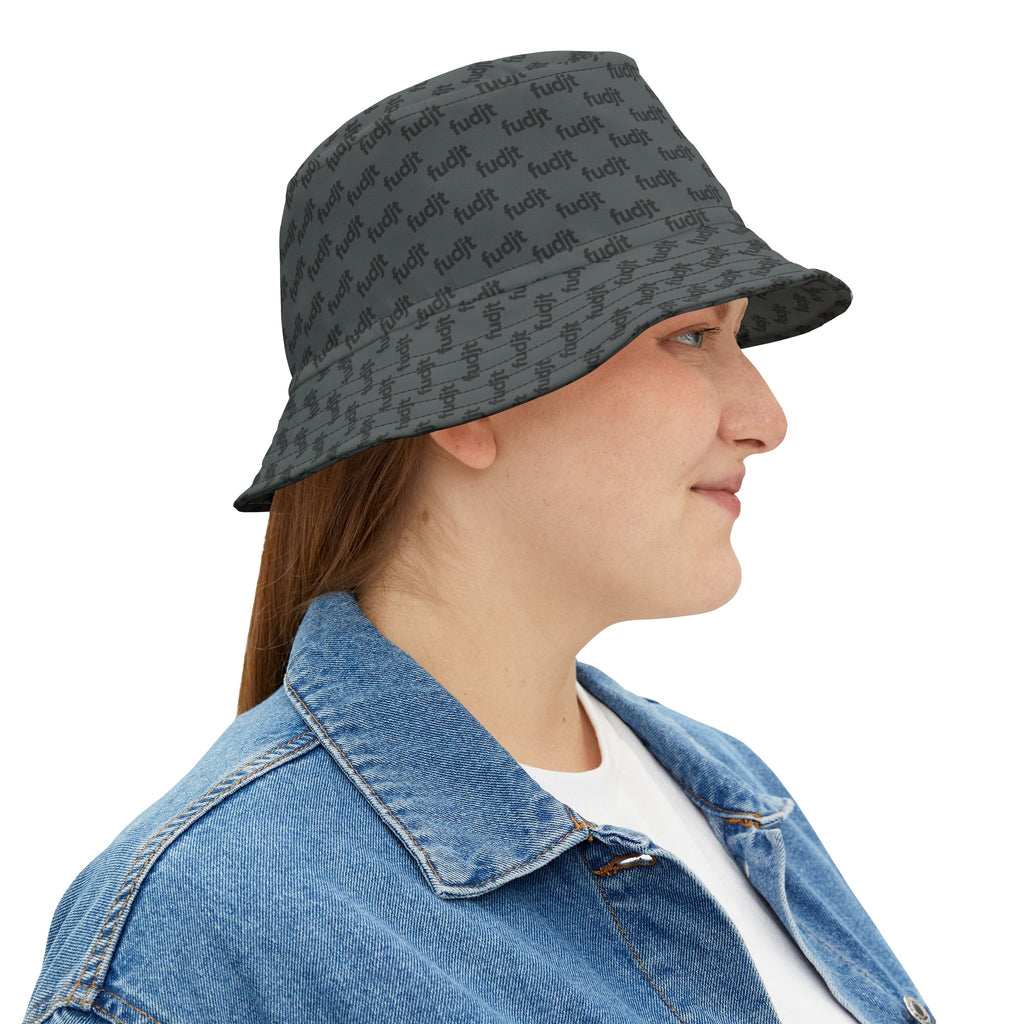Trendy Black fudjt All Over Dark Gray Bucket Hat