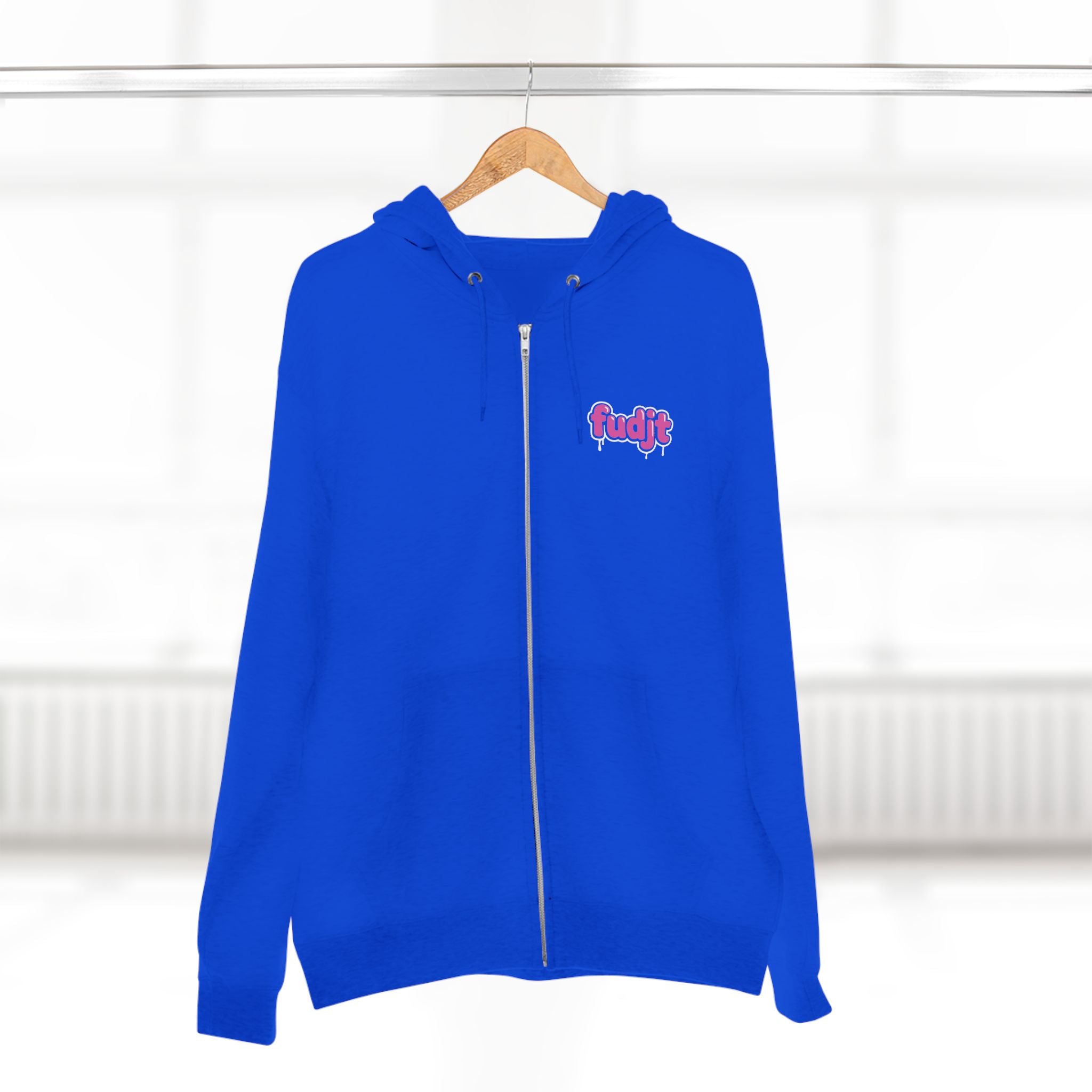 Zip Hoodie with Pink Drip fudjt | Front & Back Graphic | 8 Colors