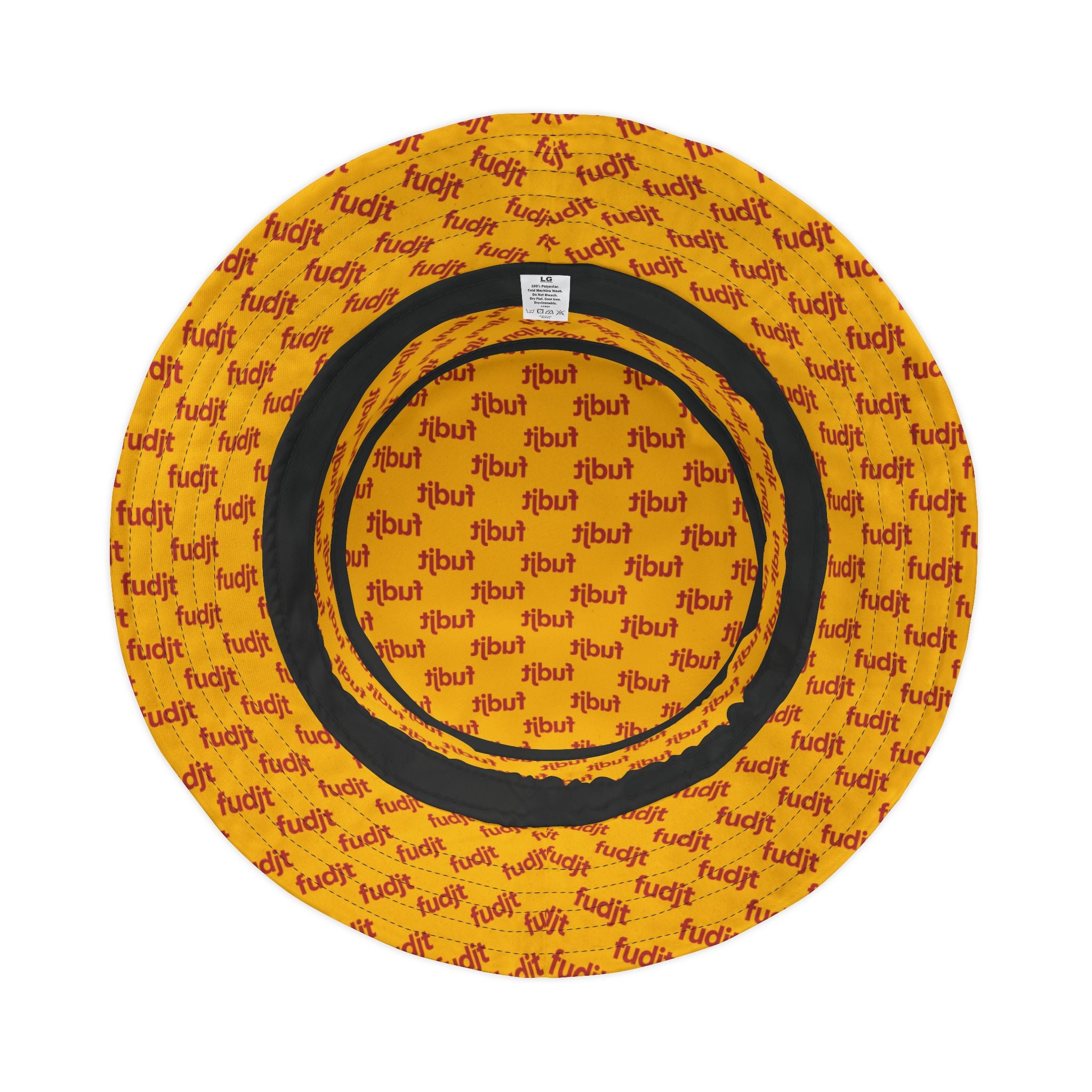 Trendy Red fudjt All Over on Yellow Bucket Hat