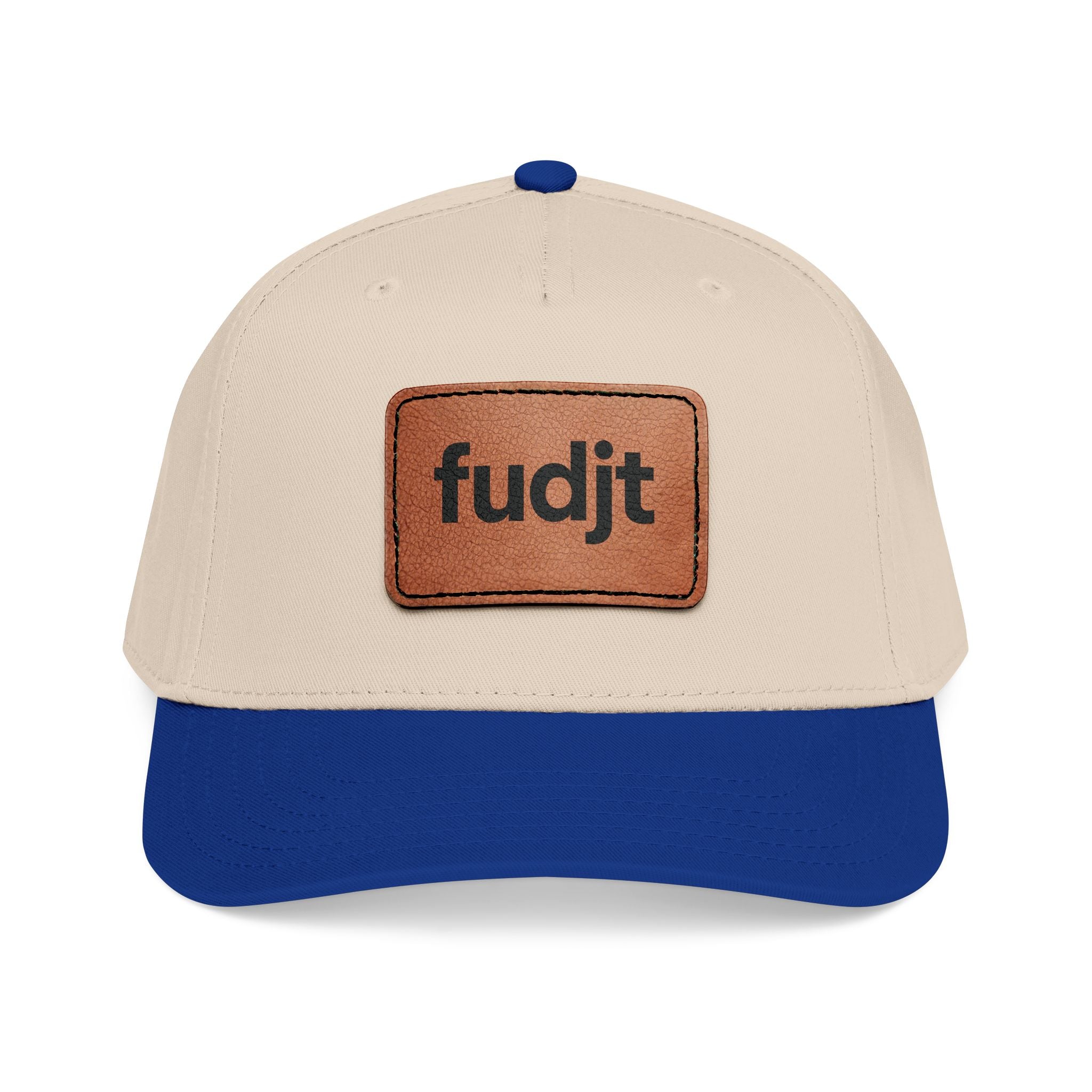 fudjt Leather Patch Baseball Cap — Mid Profile Trucker Hat | 30 Two-Tone Colors