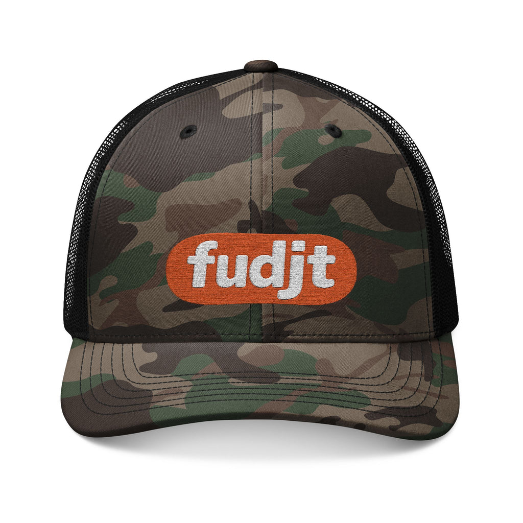 Camouflage Trucker Hat with fudjt Anti-Supremacy Red Badge Embroidery | 3 Colors