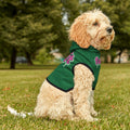 Dark Green fudjt Pet Hoodie with Pink Drip Design