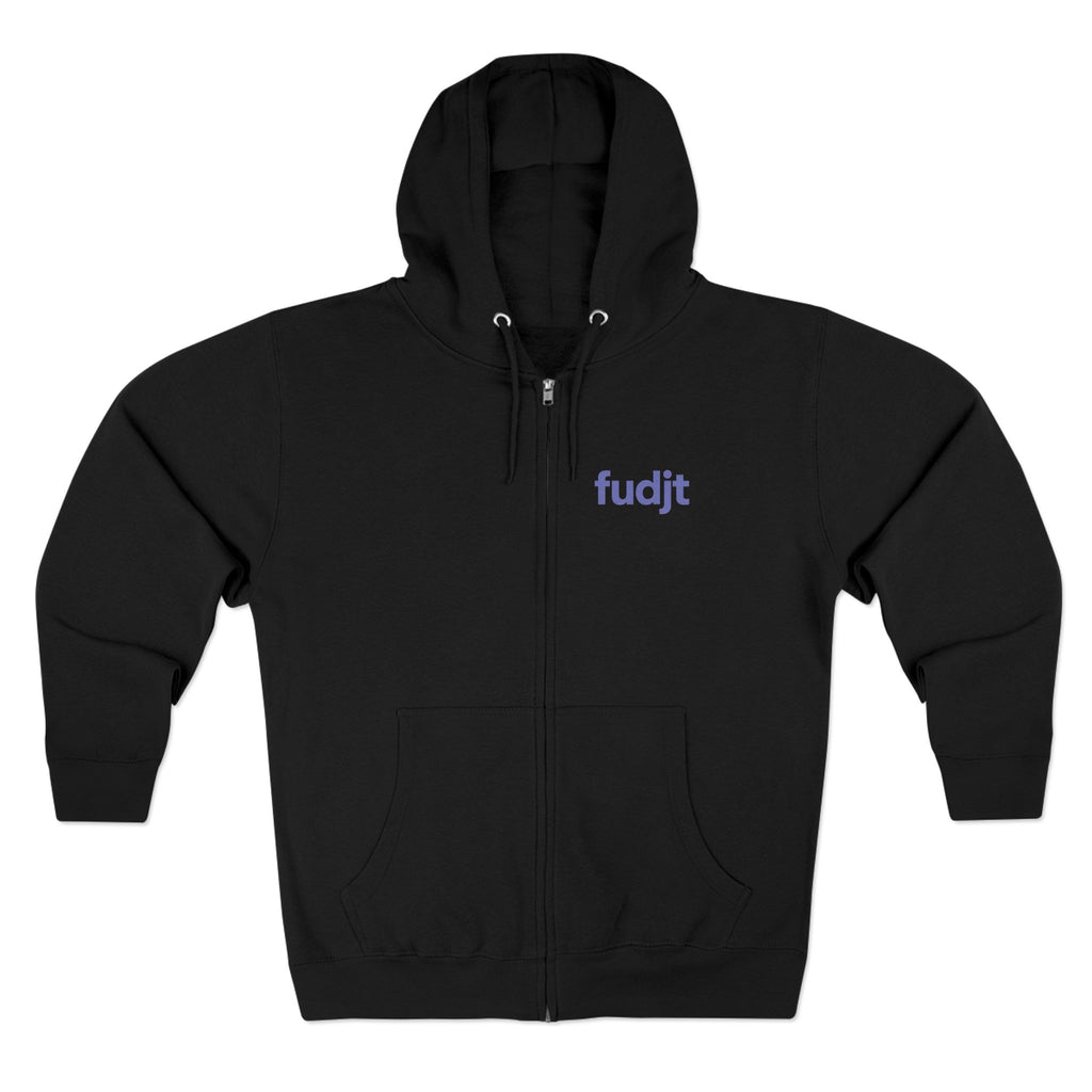 Zip Hoodie with Bigfoot Rising Backside + Light Blue fudjt on Front | 8 Colors