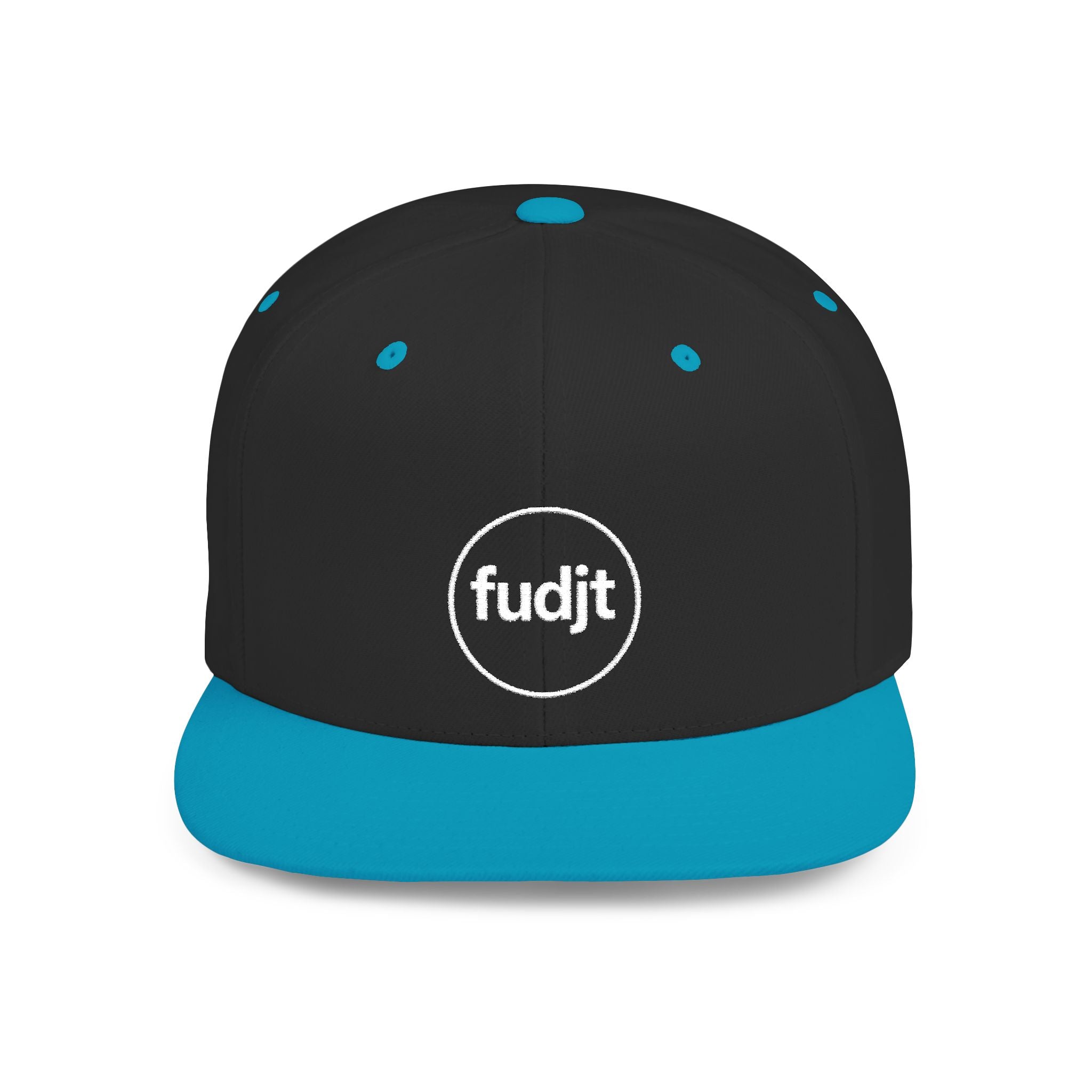 fudjt Circle Flat Bill Snapback Hat | White Embroidery |  14 Colors