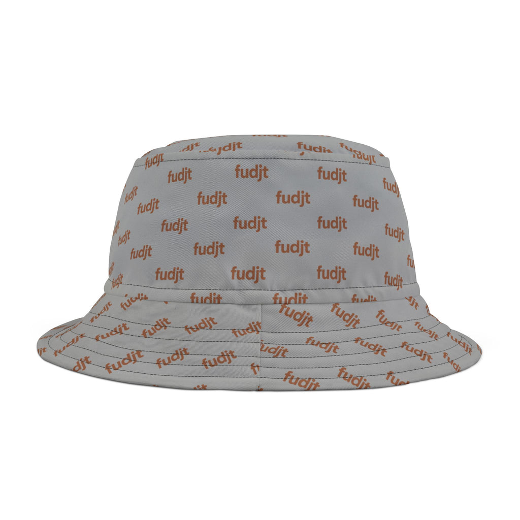 Trendy Brown fudjt All Over on Light Gray Bucket Hat