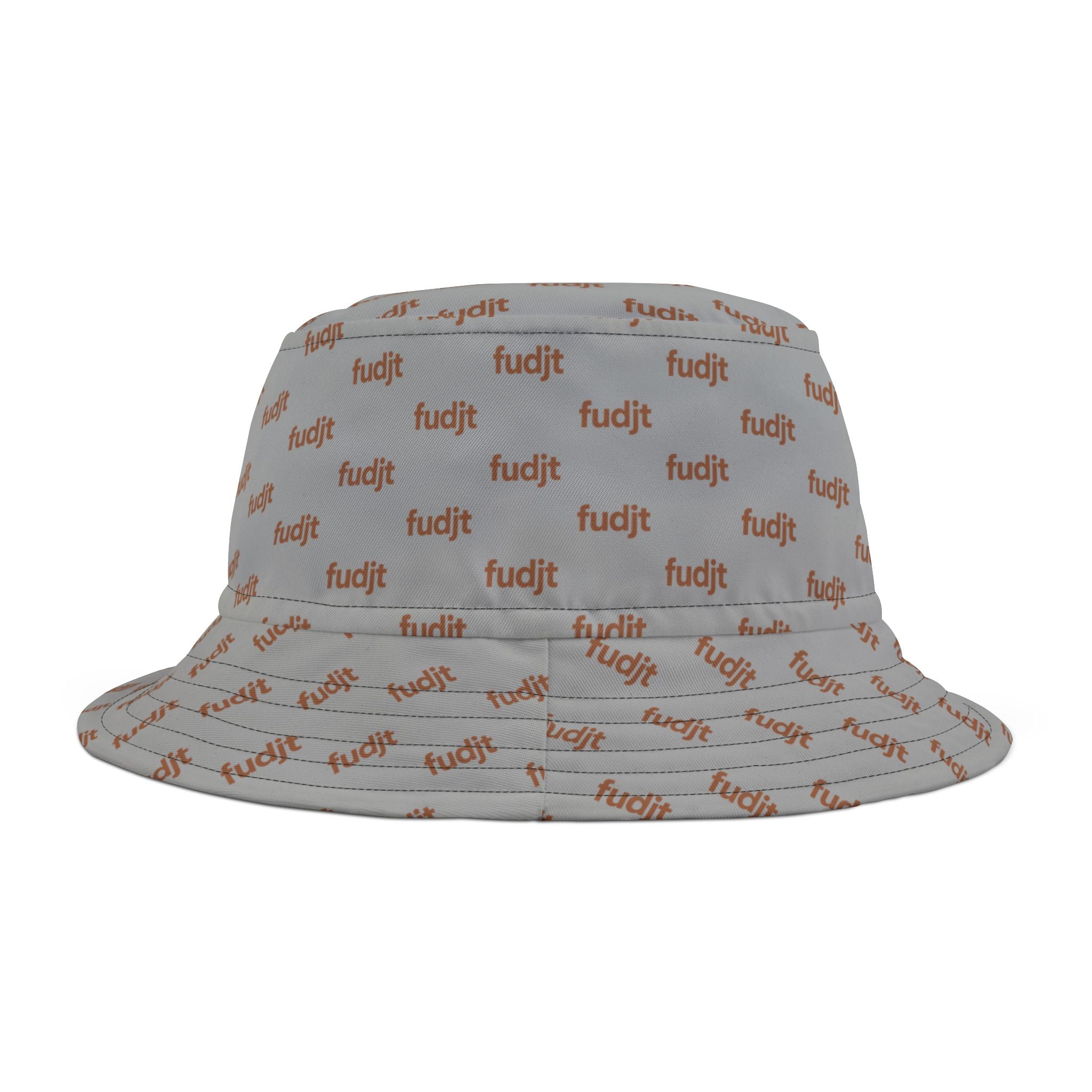 Trendy Brown fudjt All Over on Light Gray Bucket Hat