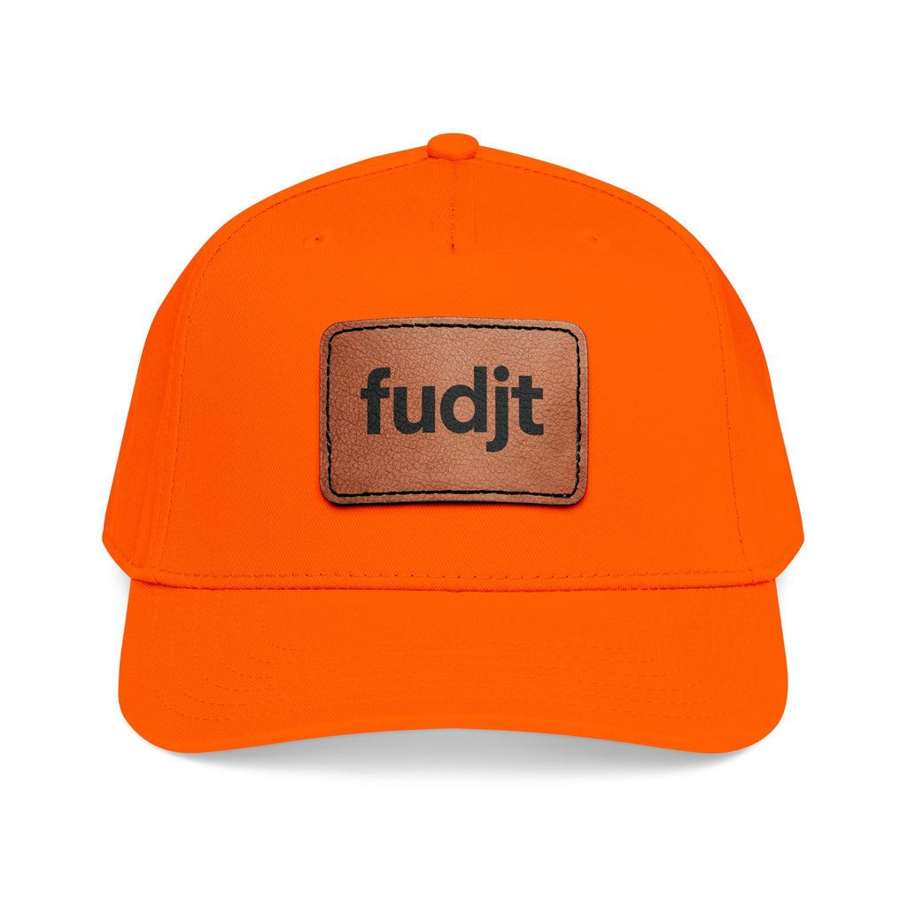 fudjt Leather Patch Baseball Cap — Mid Profile Trucker Hat | 14 Solid Colors