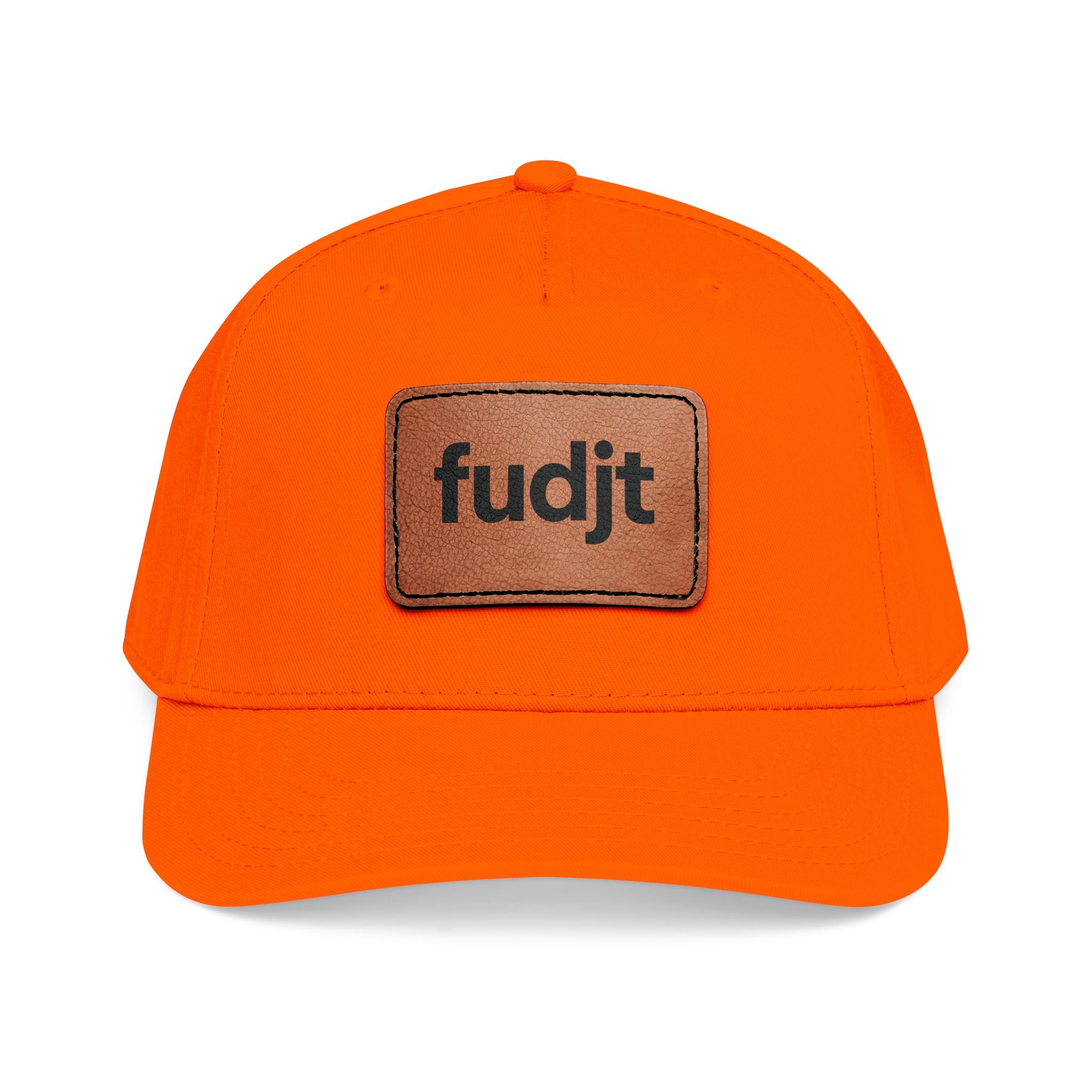 fudjt Leather Patch Baseball Cap — Mid Profile Trucker Hat | 14 Solid Colors