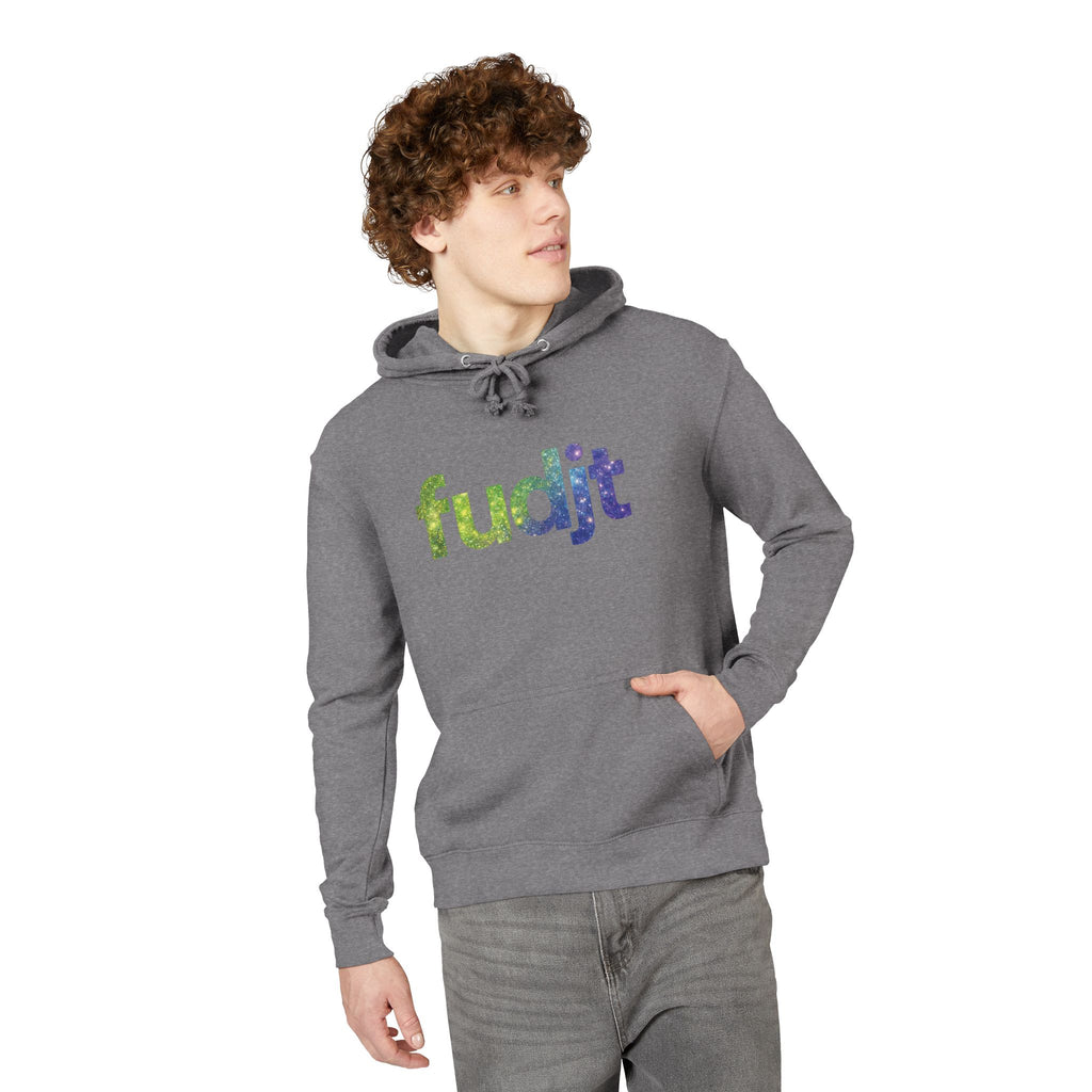 fudjt Galaxy French Terry Hoodie | Colorful Space Text | 6 Colors