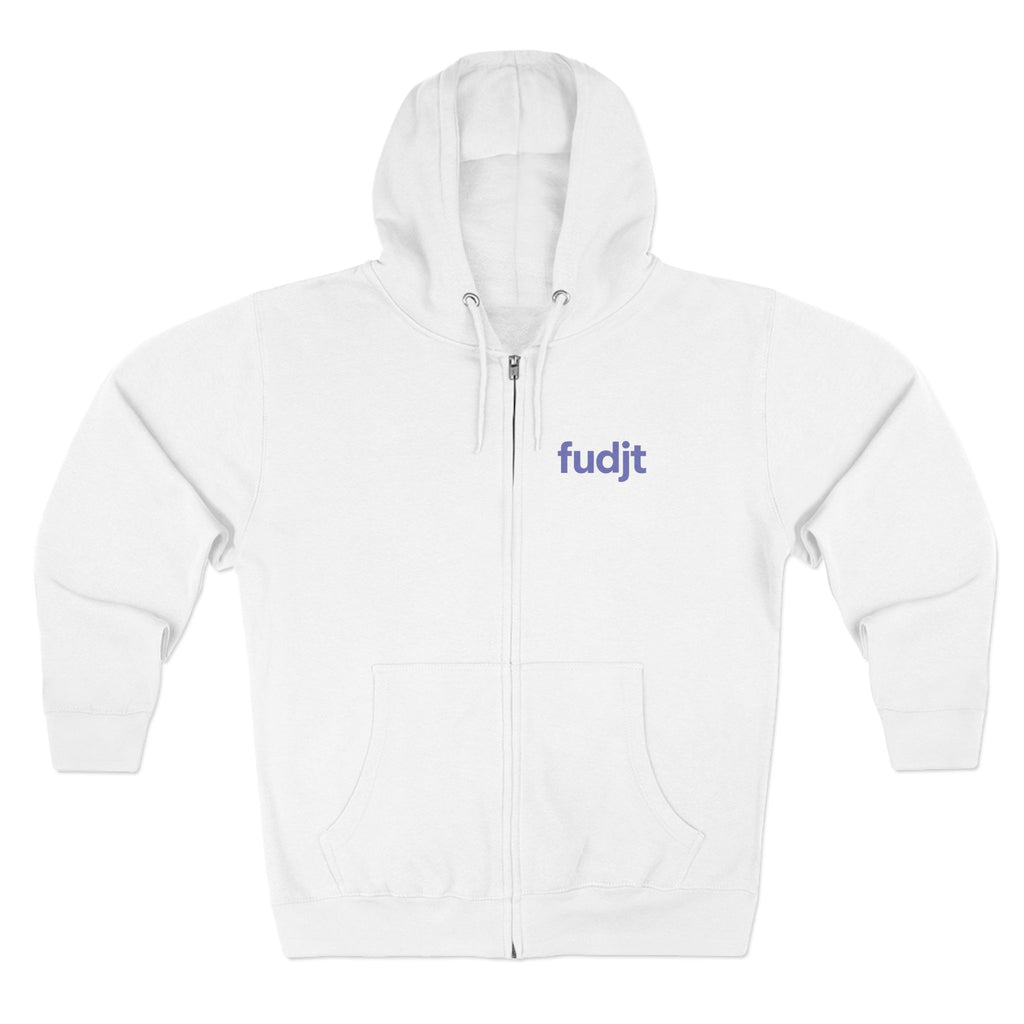 Zip Hoodie with Bigfoot Rising Backside + Light Blue fudjt on Front | 8 Colors