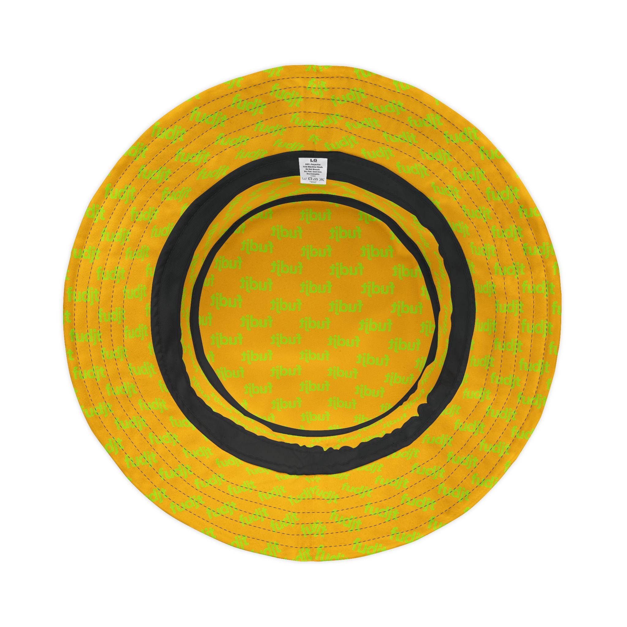 Trendy Lime Green fudjt All Over on Yellow Bucket Hat