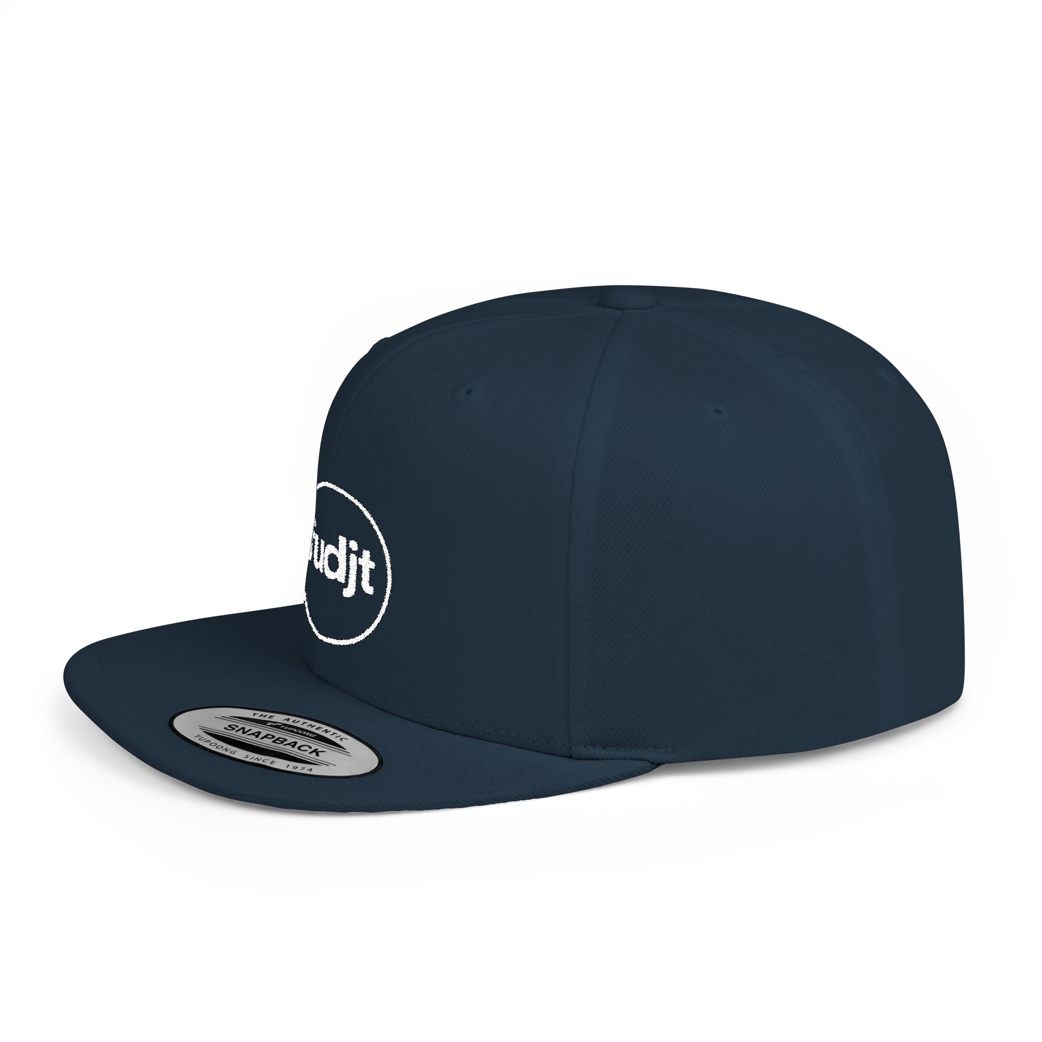 fudjt Circle Flat Bill Snapback Hat | White Embroidery |  14 Colors