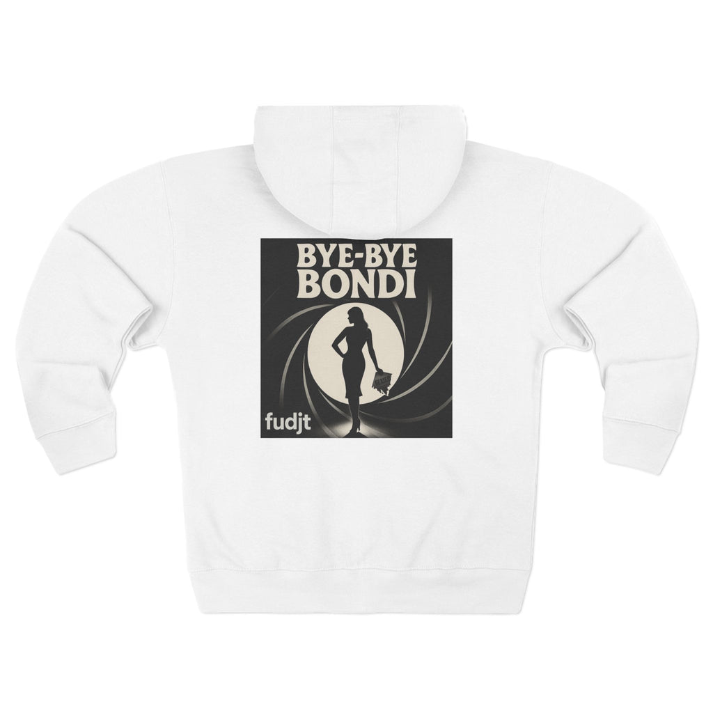 Bye-Bye Bondi | Black Square fudjt Circle Front, Smoke Screen Retro Backside Zip Hoodie | 8 Colors